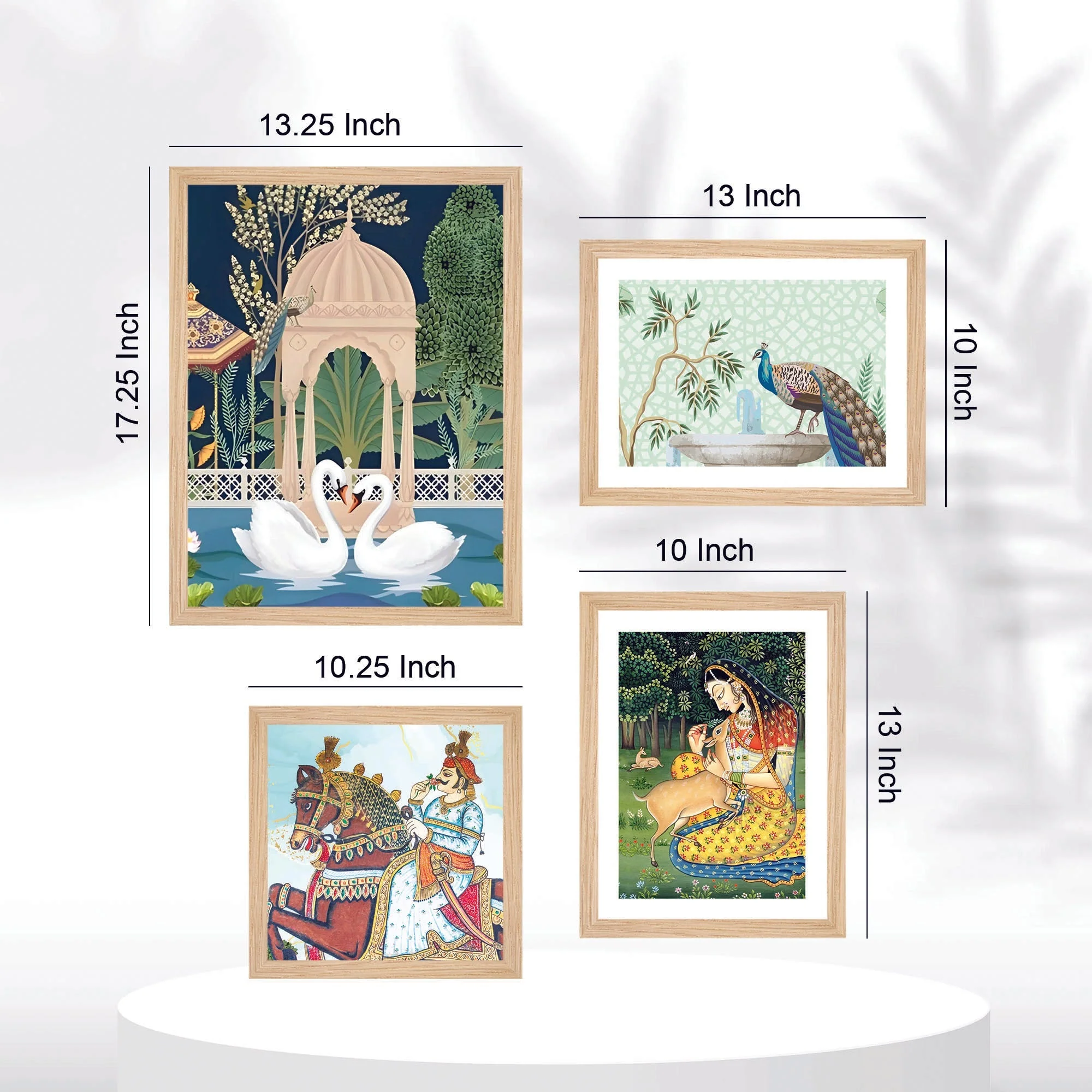 Traditional Mughal Garden View Wall Frame Set of Four - Image 6