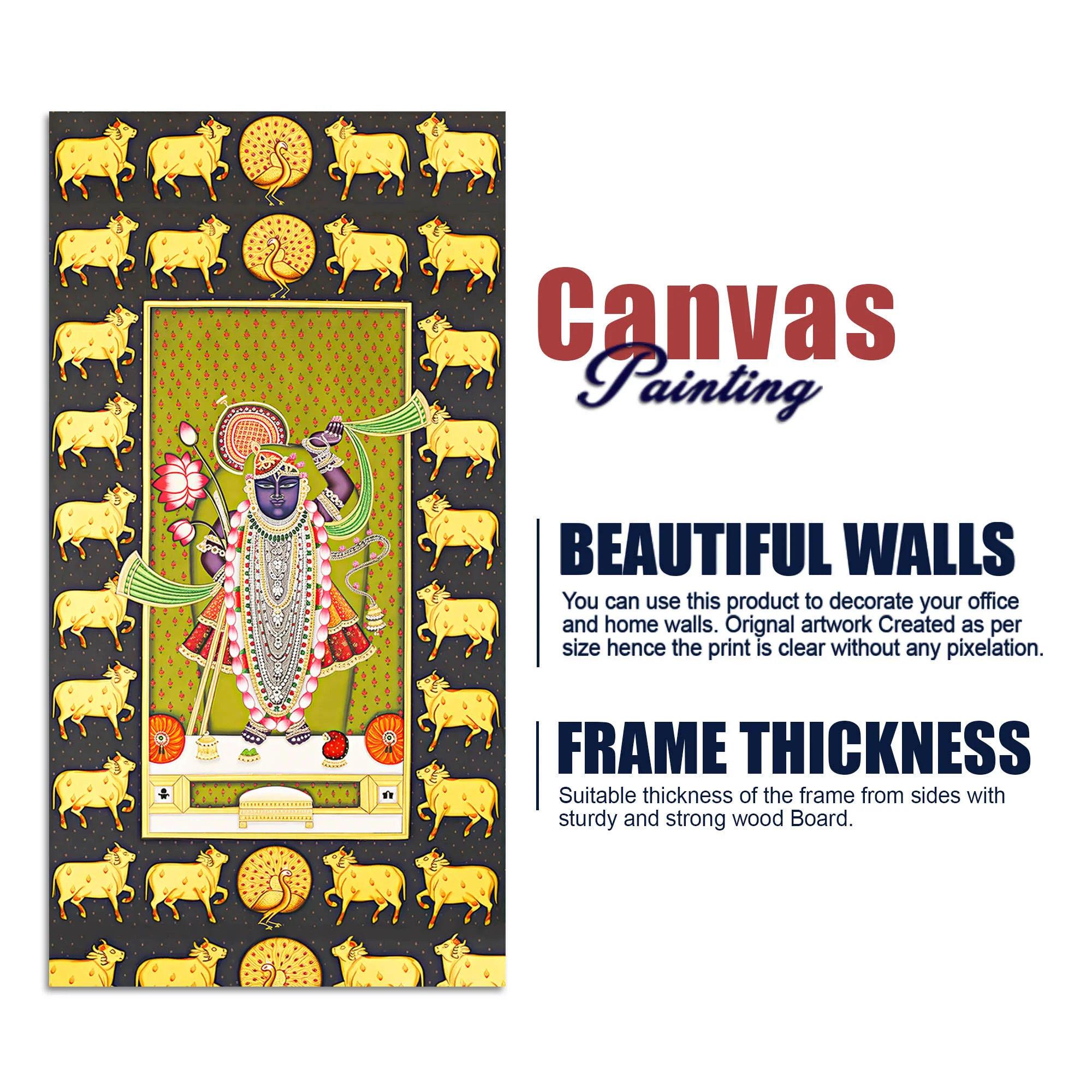 Traditional Nathdwara Shreenathji Canvas Wall Painting | Festive Home Decor - Image 7