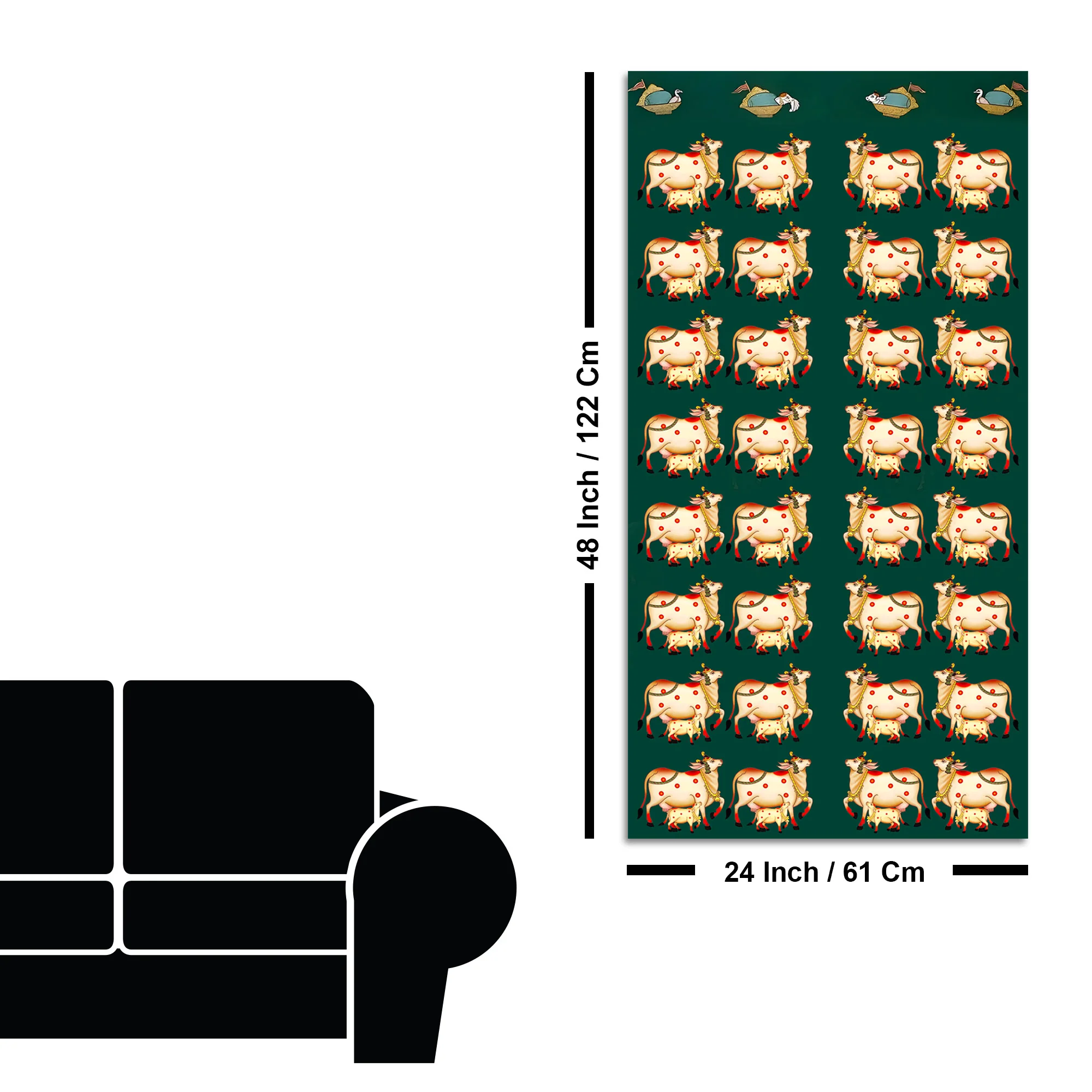 Traditional Pichwai Cow Canvas Wall Art | Ethnic Indian Décor Painting - Image 8
