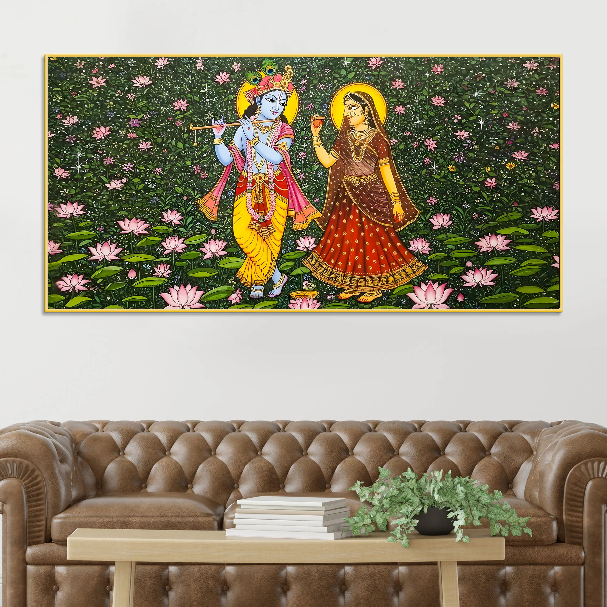 Traditional Pichwai Radha Krishna Canvas Painting | Divine Indian Wall Decor - Image 2
