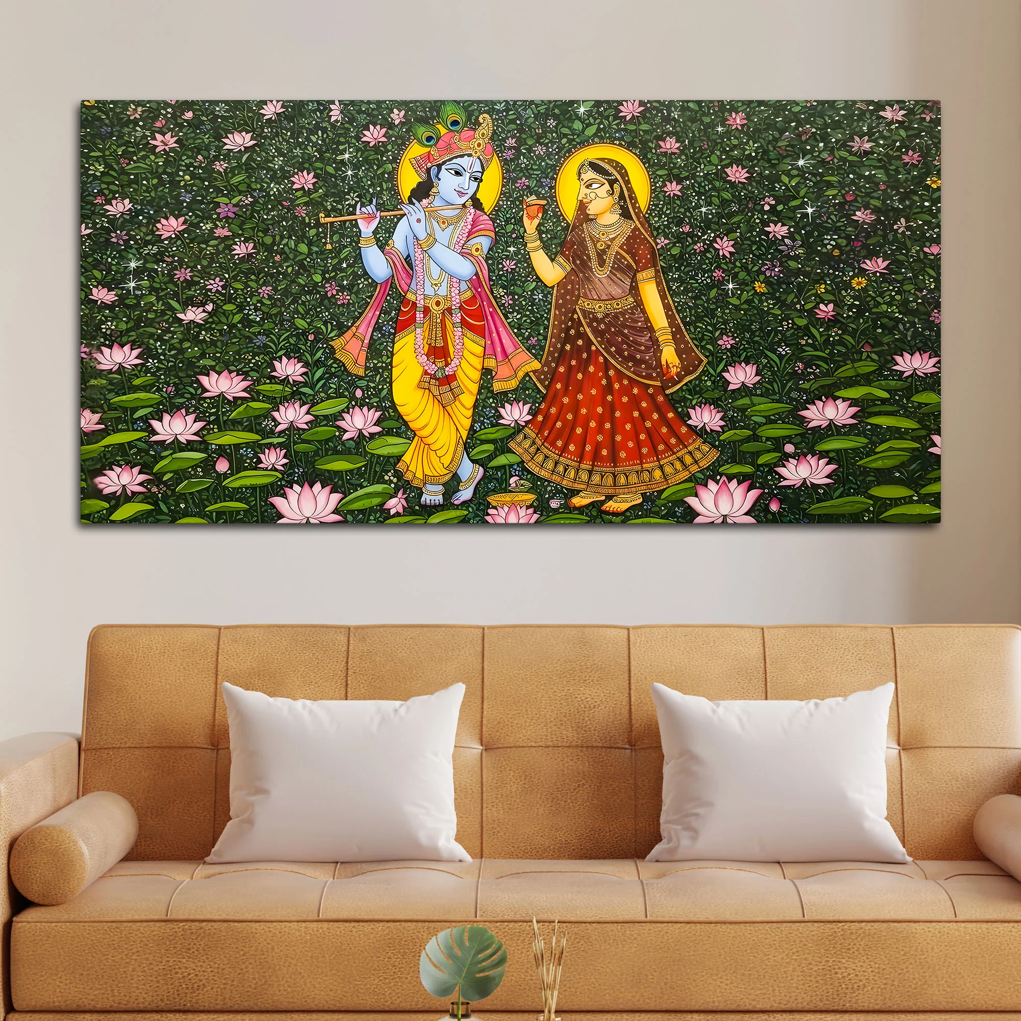 Traditional Pichwai Radha Krishna Canvas Painting | Divine Indian Wall Decor - Image 3