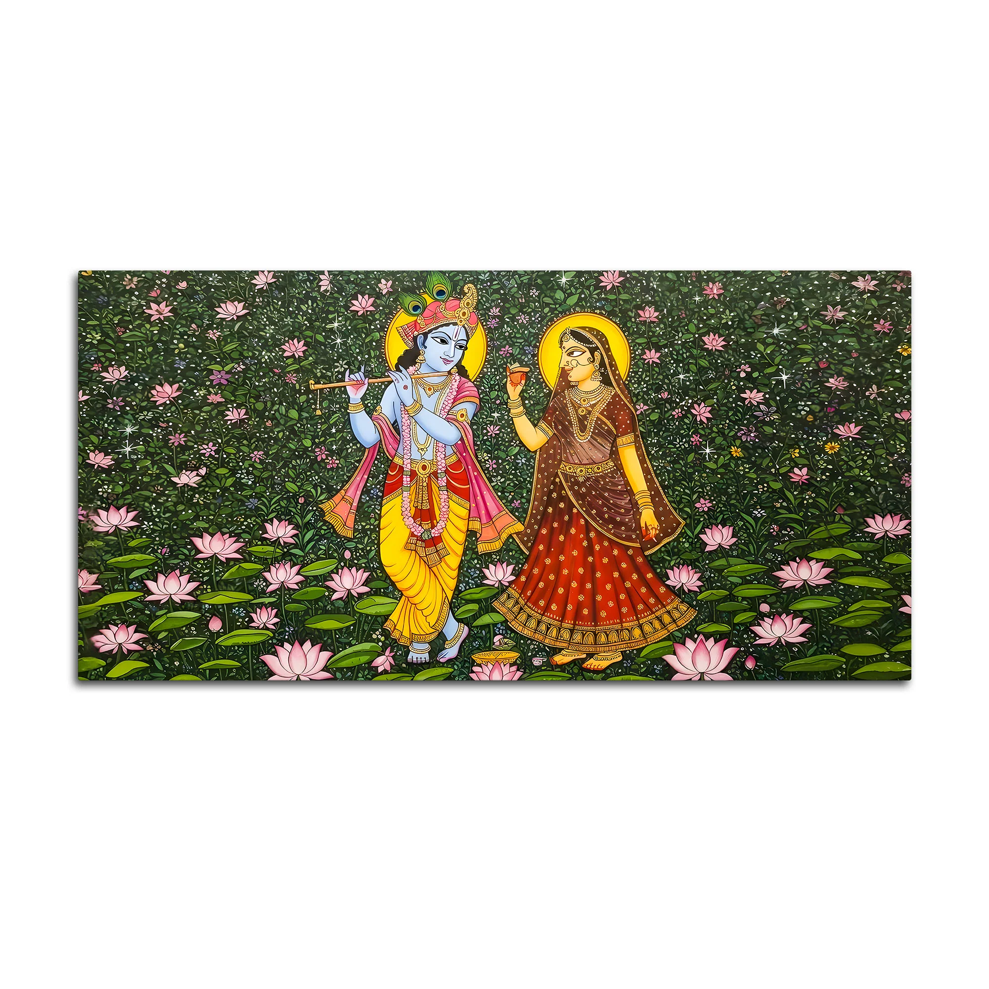 Traditional Pichwai Radha Krishna Canvas Painting | Divine Indian Wall Decor - Image 4