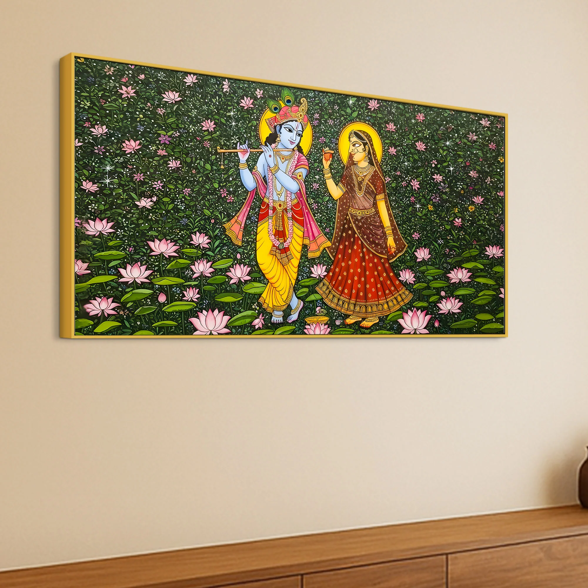 Traditional Pichwai Radha Krishna Canvas Painting | Divine Indian Wall Decor - Image 5