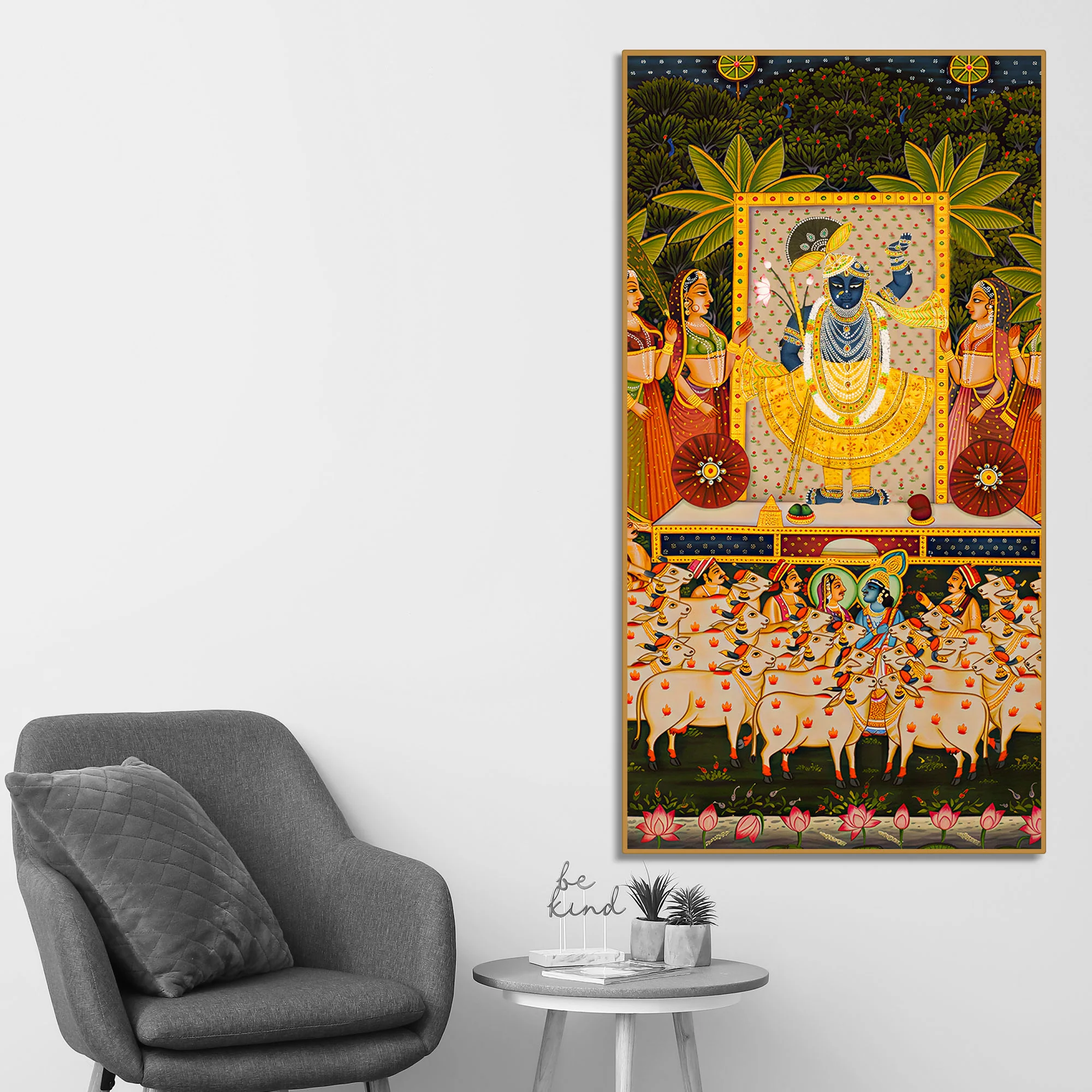Traditional Pichwai Shrinathji Canvas Wall Painting | Living Room Spiritual Decor - Image 2