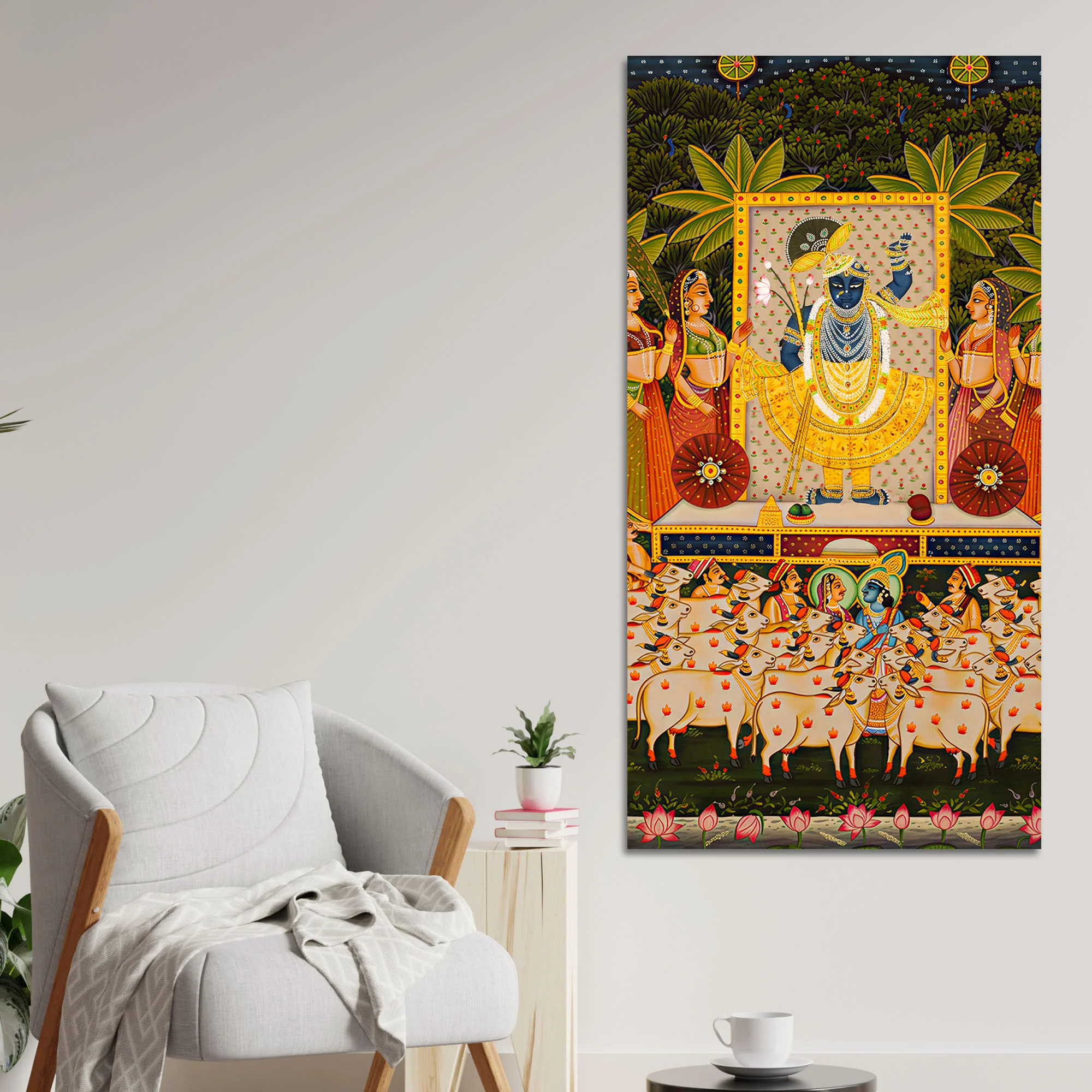 Traditional Pichwai Shrinathji Canvas Wall Painting | Living Room Spiritual Decor - Image 3