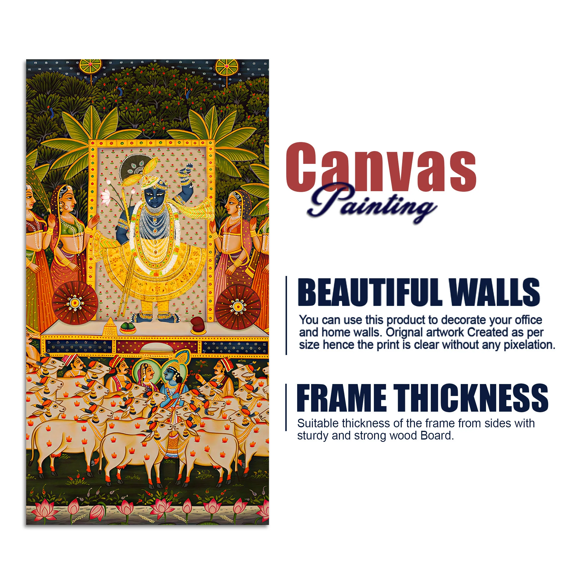 Traditional Pichwai Shrinathji Canvas Wall Painting | Living Room Spiritual Decor - Image 7