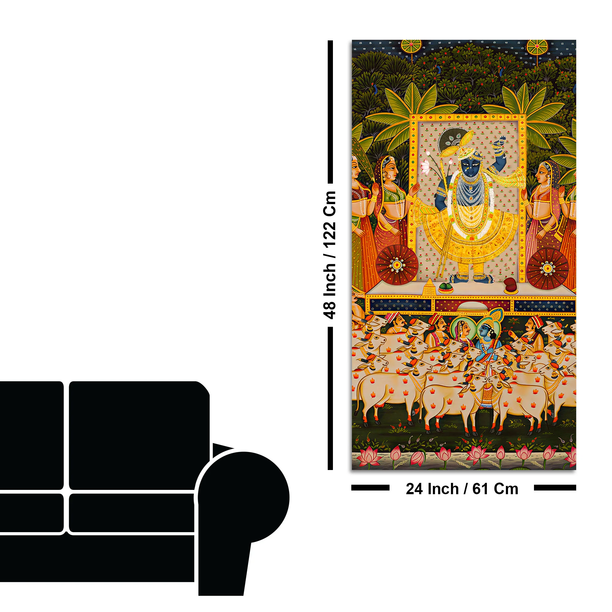 Traditional Pichwai Shrinathji Canvas Wall Painting | Living Room Spiritual Decor - Image 8