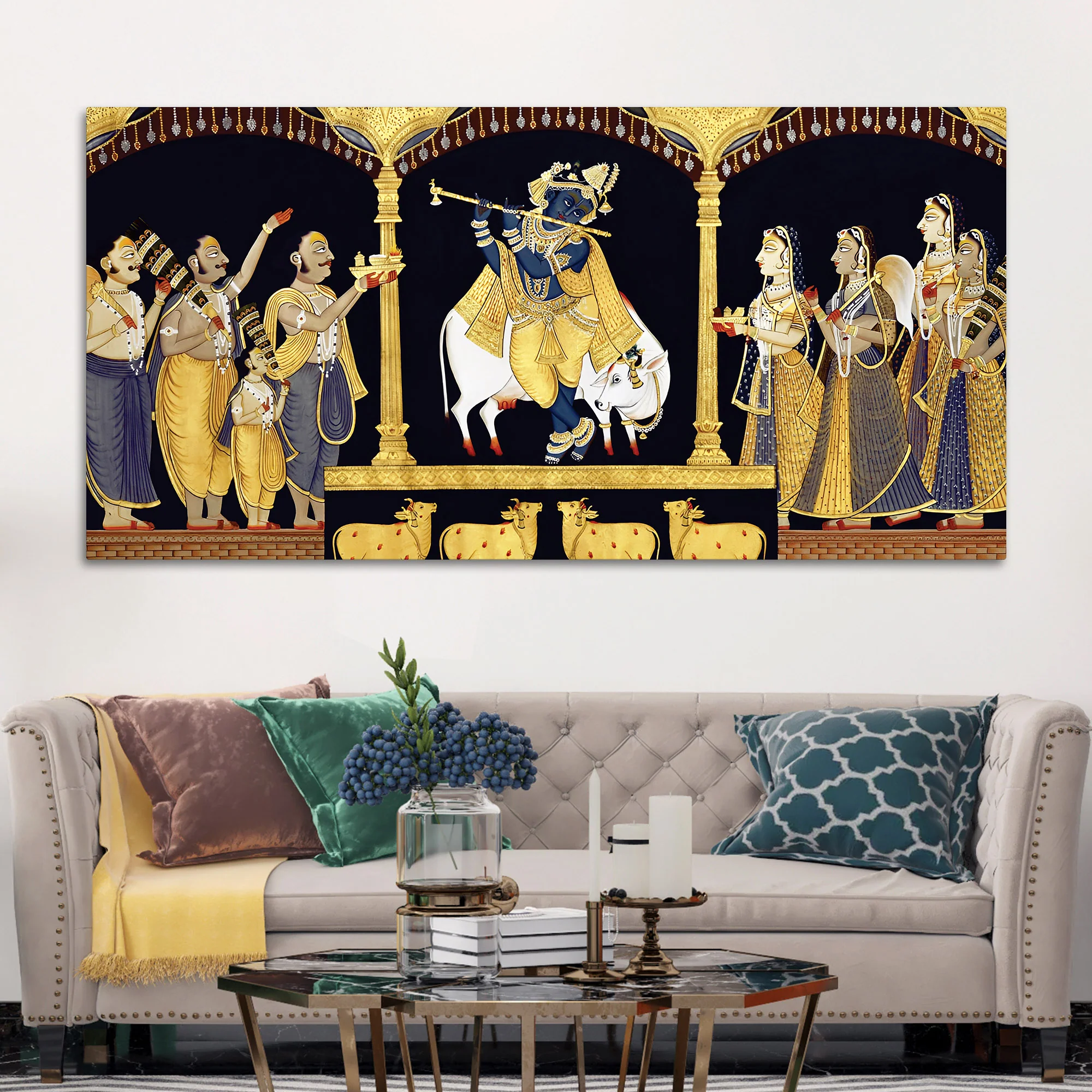 Traditional Pichwai Shrinathji Wall Art Premium Painting - Image 3