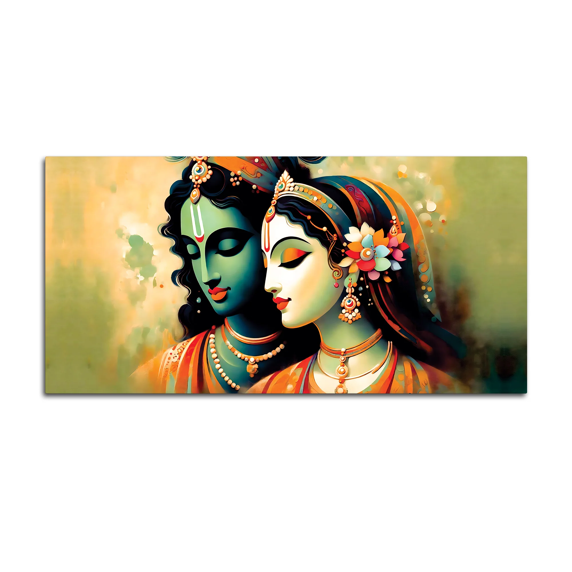 Traditional Radha Krishna Canvas Wall Painting for Spiritual Home Décor - Image 4