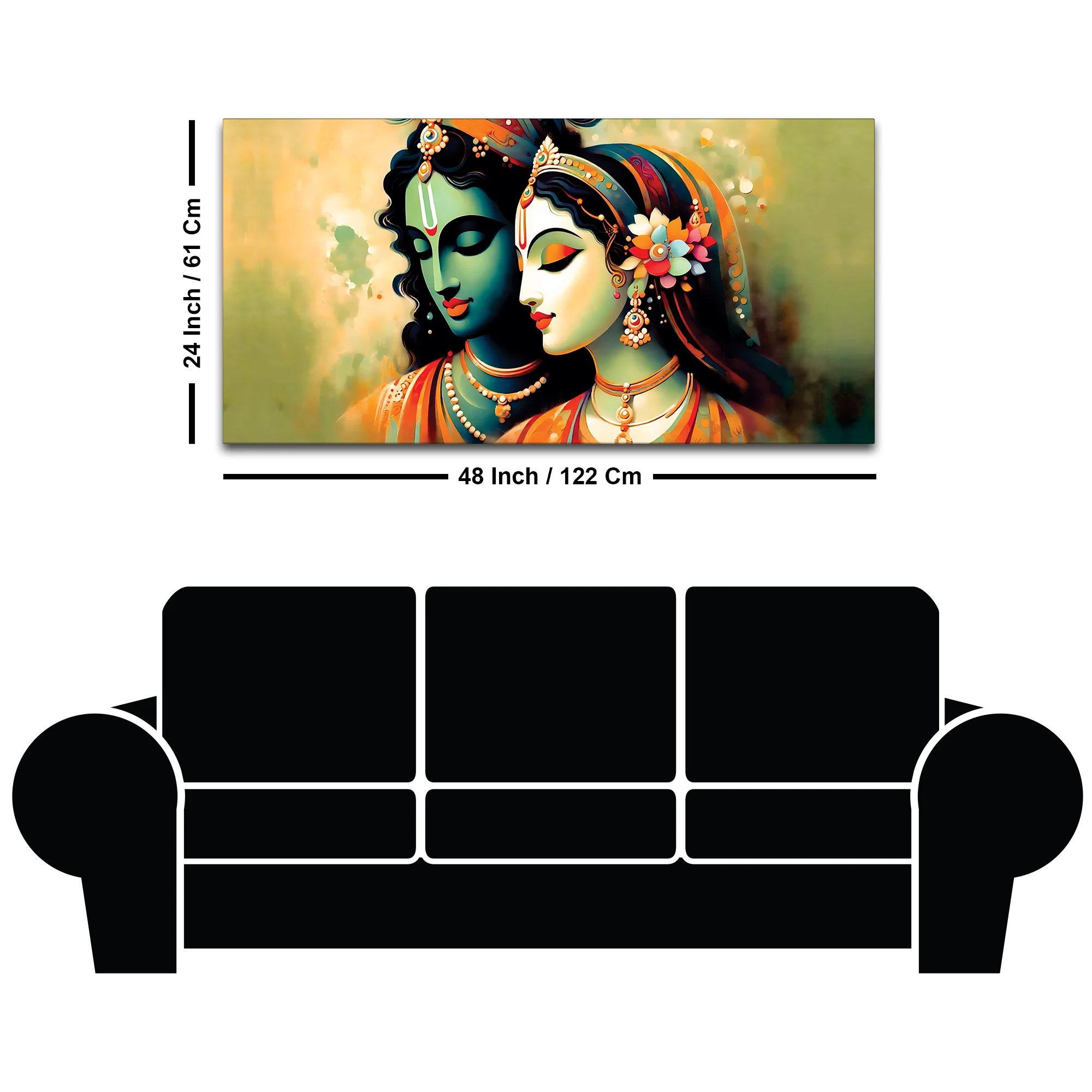 Traditional Radha Krishna Canvas Wall Painting for Spiritual Home Décor - Image 8