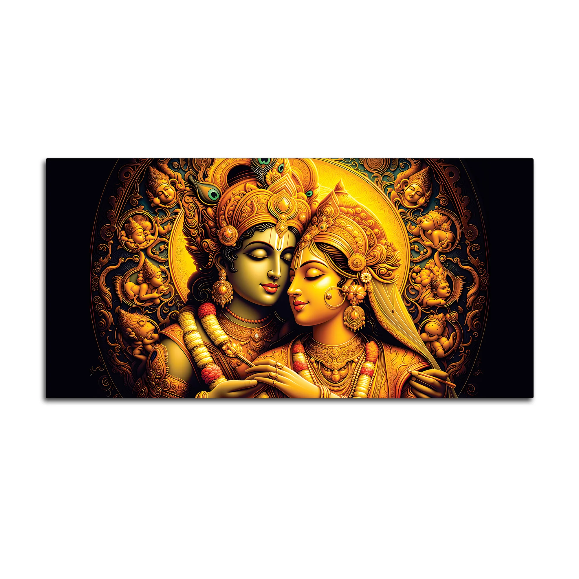 Traditional Radha Krishna Wall Painting for Spiritual Living Room - Image 4