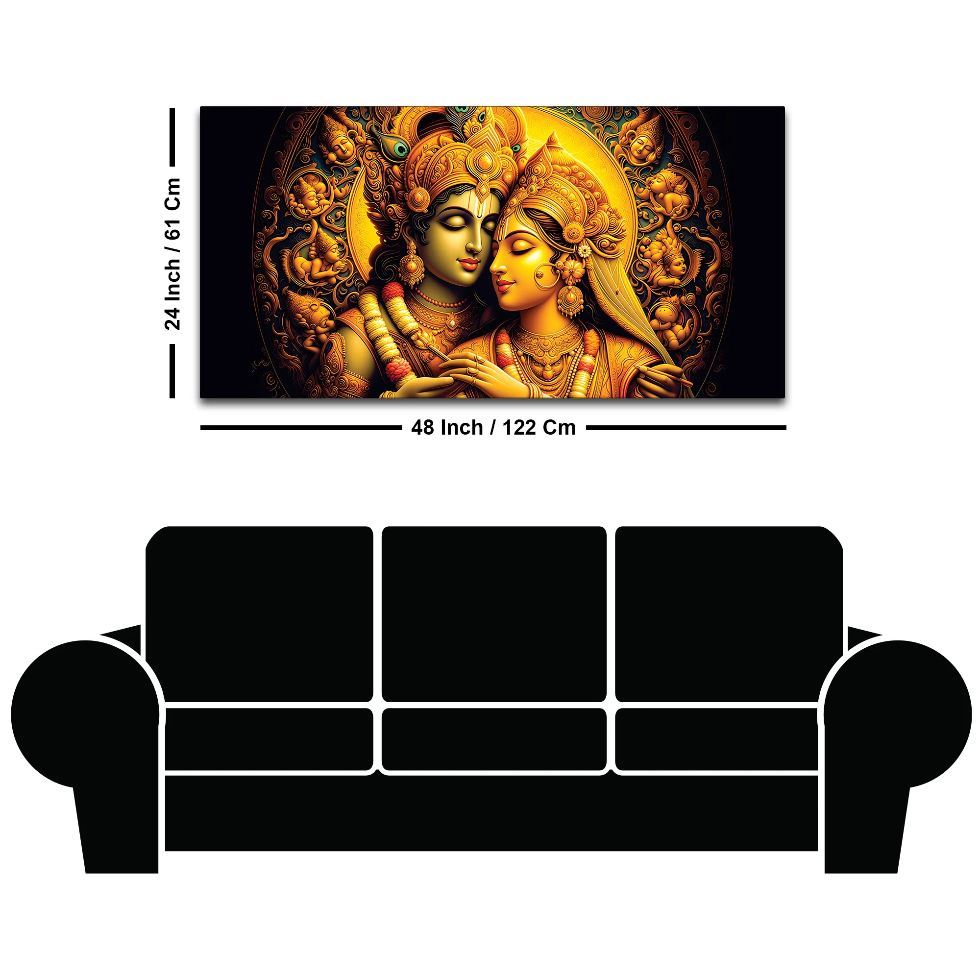 Traditional Radha Krishna Wall Painting for Spiritual Living Room - Image 8
