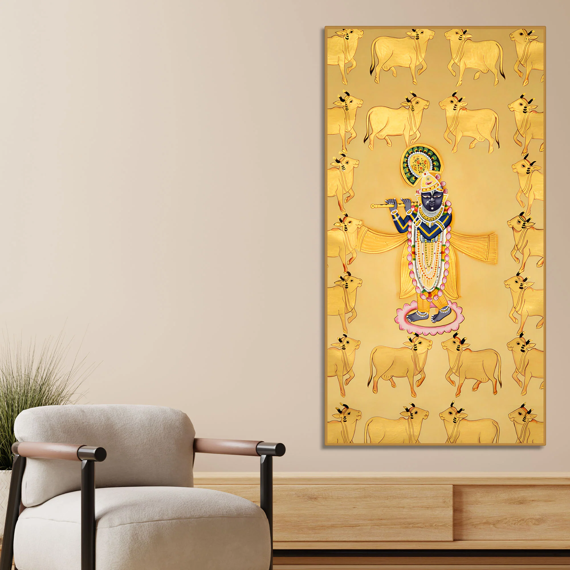 Traditional Shreenathji Canvas Painting | Devotional Decor - Image 2