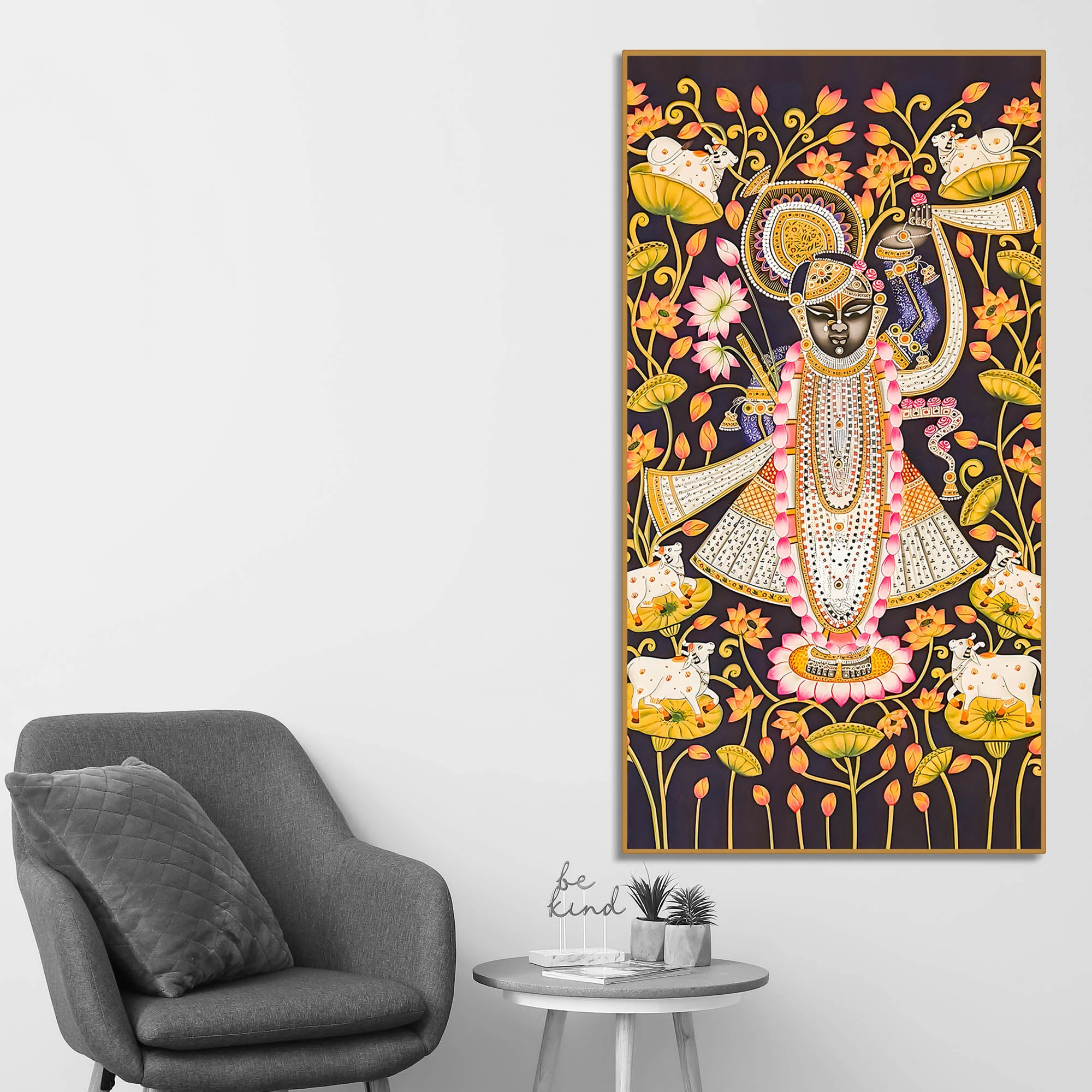 Traditional Shreenathji Canvas Wall Painting | Luxury Religious Decor