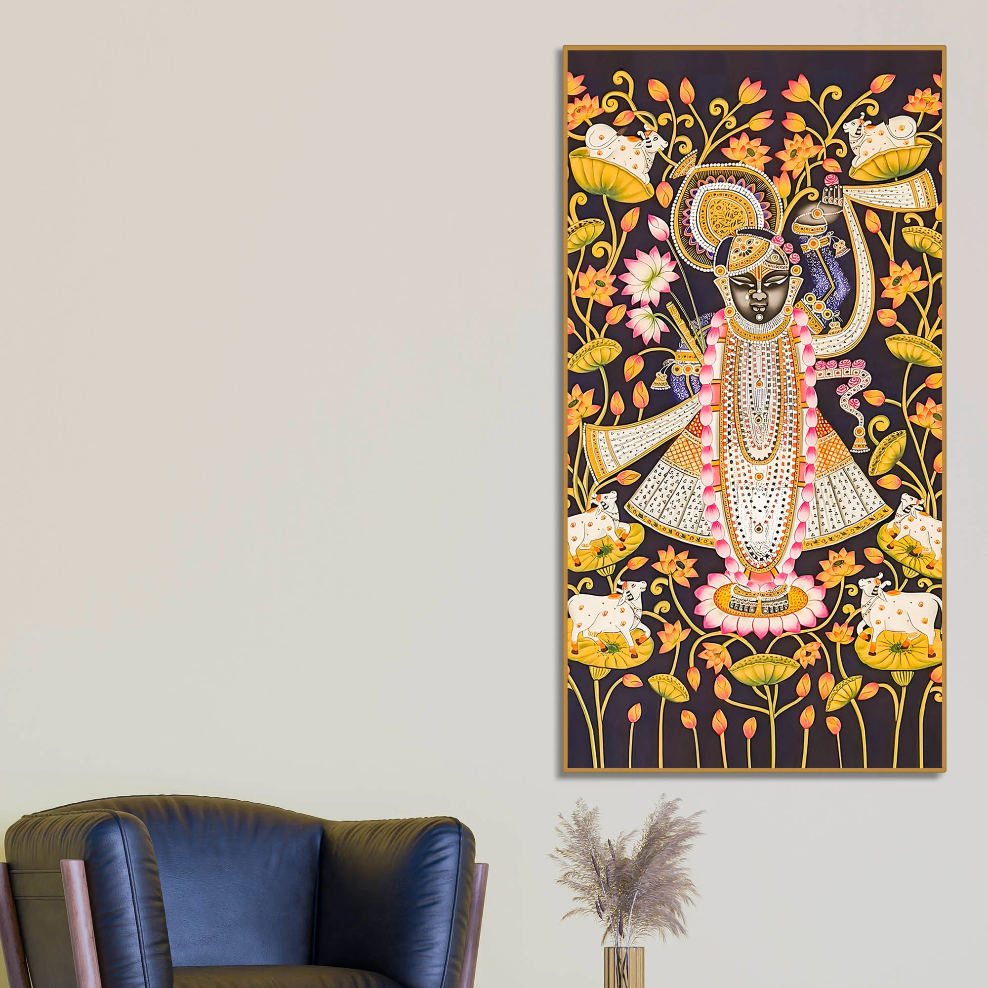 Traditional Shreenathji Canvas Wall Painting | Luxury Religious Decor - Image 2