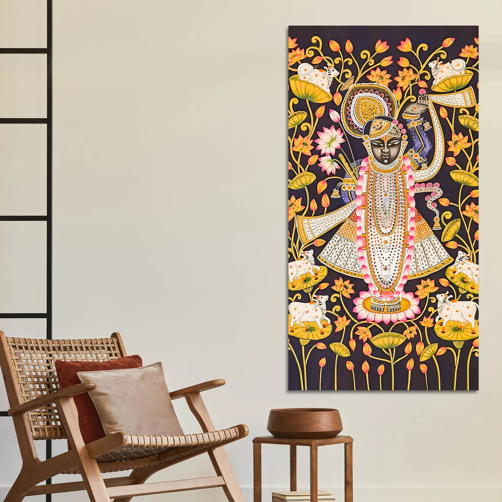 Traditional Shreenathji Canvas Wall Painting | Luxury Religious Decor - Image 3