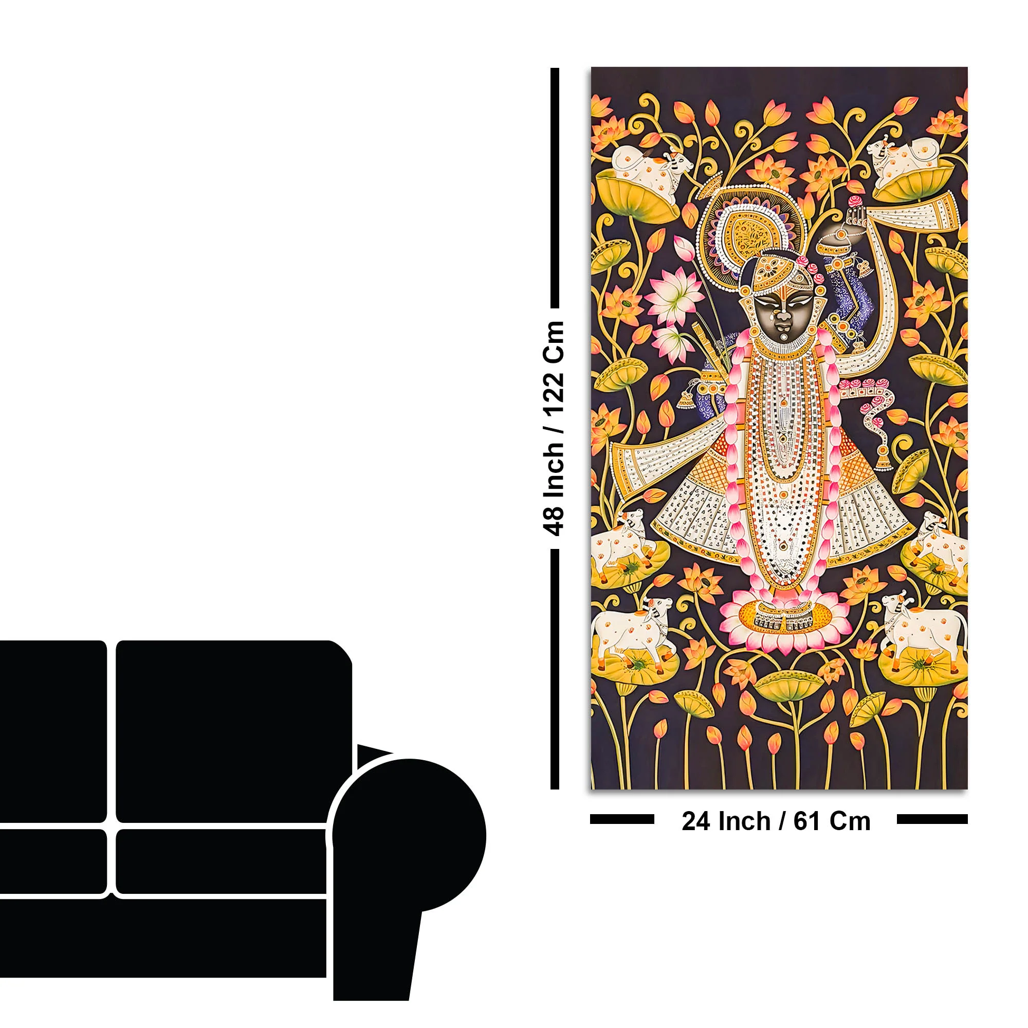 Traditional Shreenathji Canvas Wall Painting | Luxury Religious Decor - Image 8