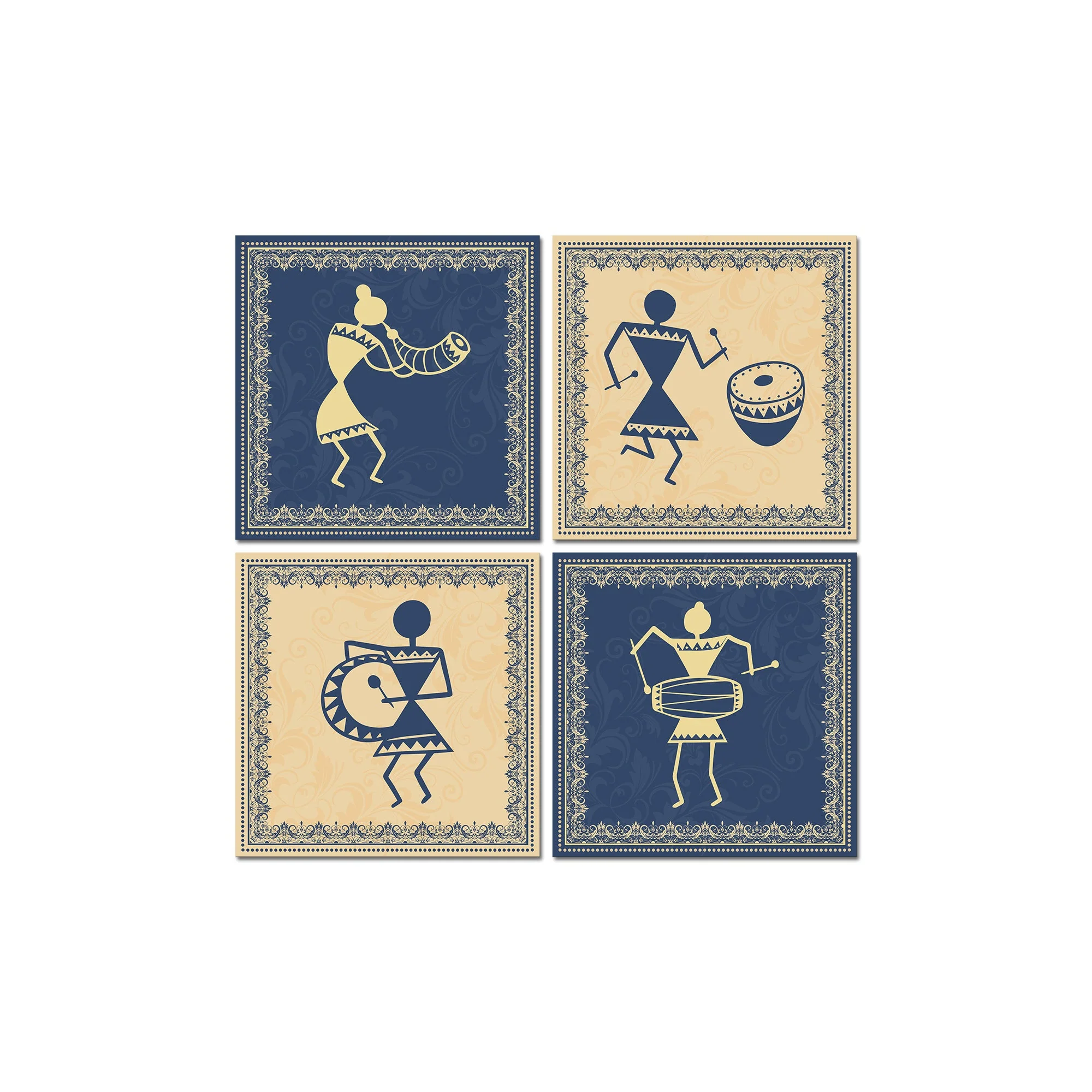 Traditional Warli Art Wall Hanging Painting, Set of 4 - Image 4