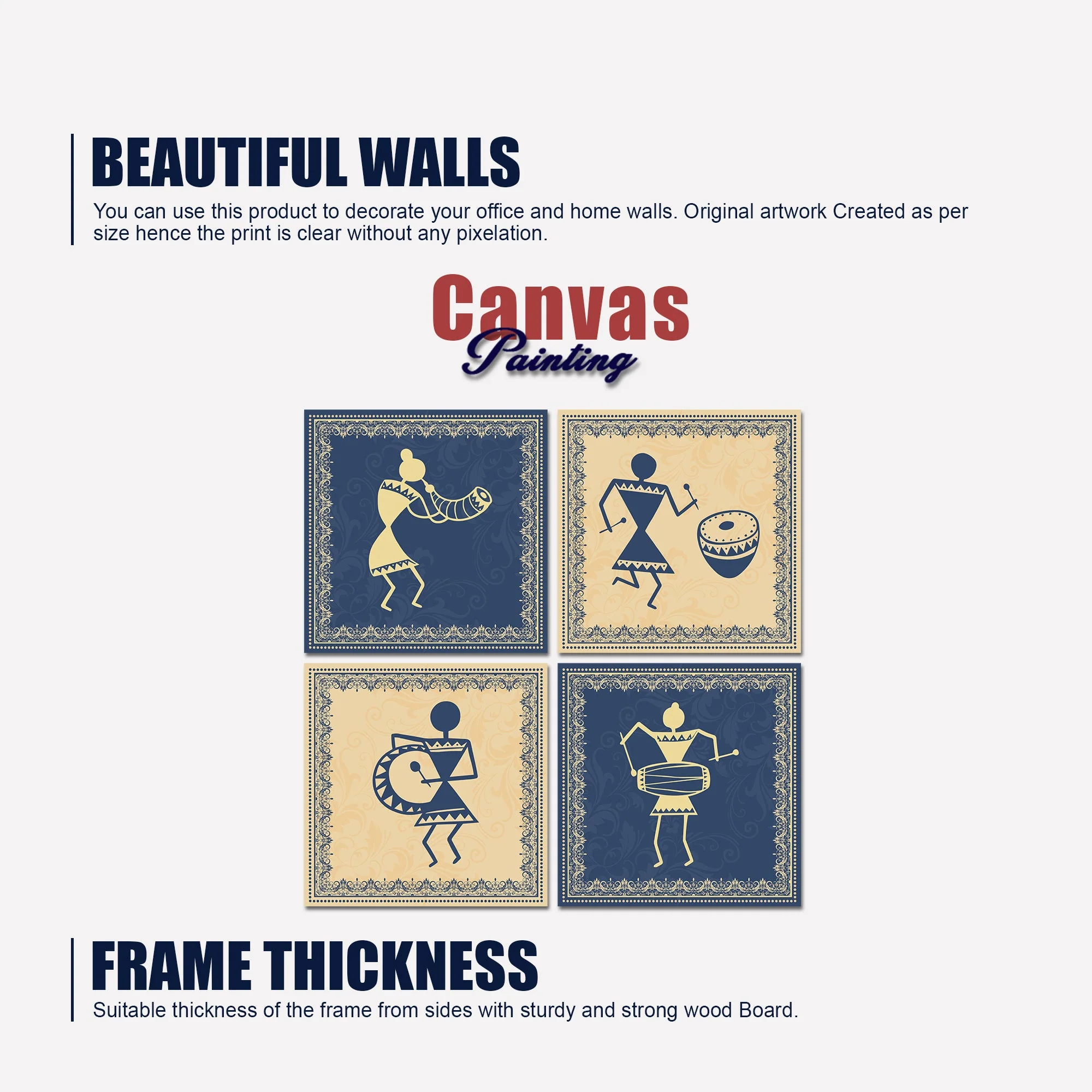 Traditional Warli Art Wall Hanging Painting, Set of 4 - Image 6
