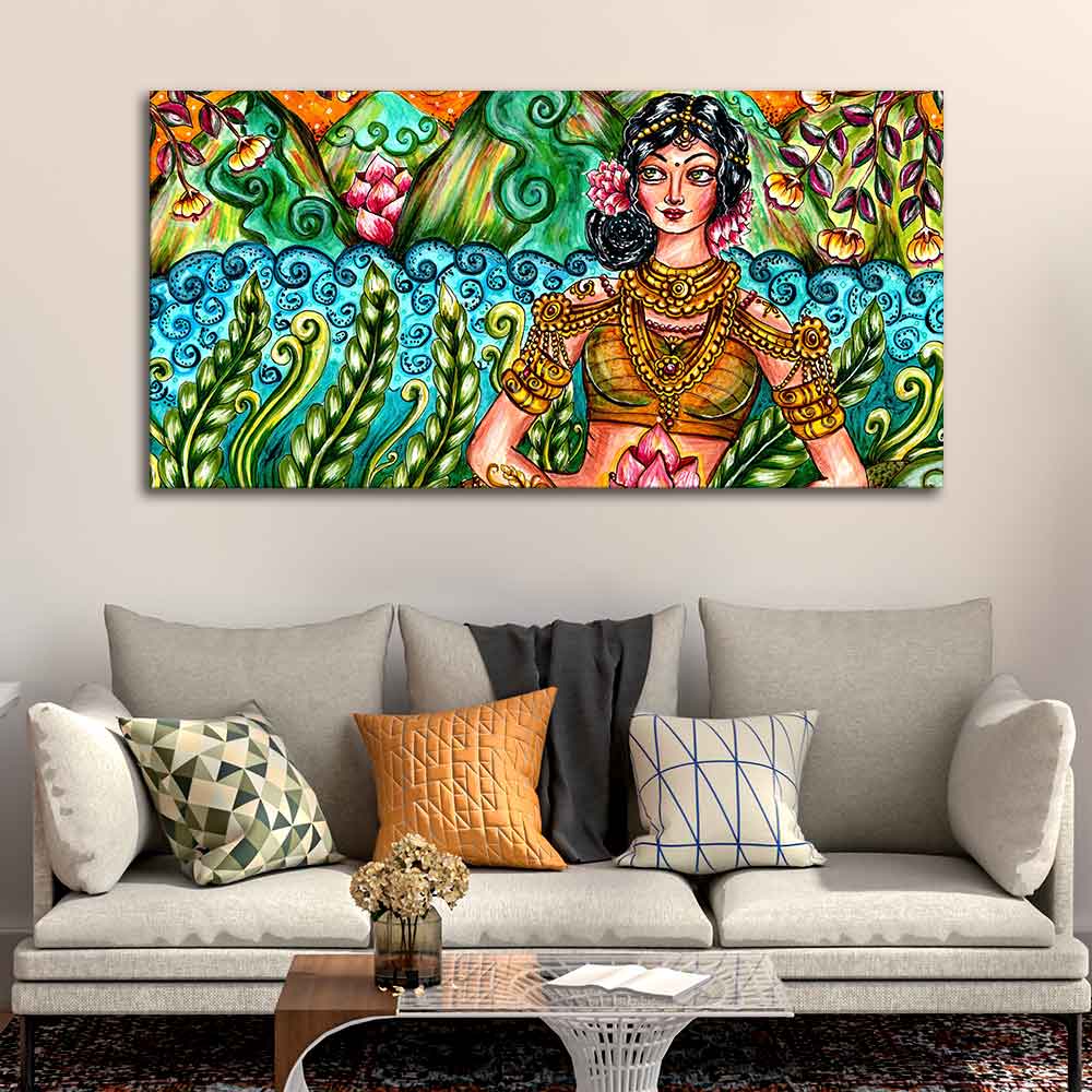 Traditional Women Canvas Wall Painting - Image 3