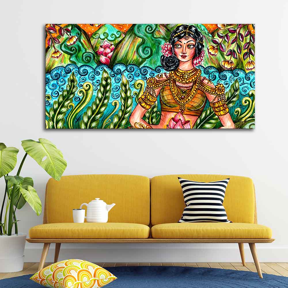Traditional Women Canvas Wall Painting - Image 4