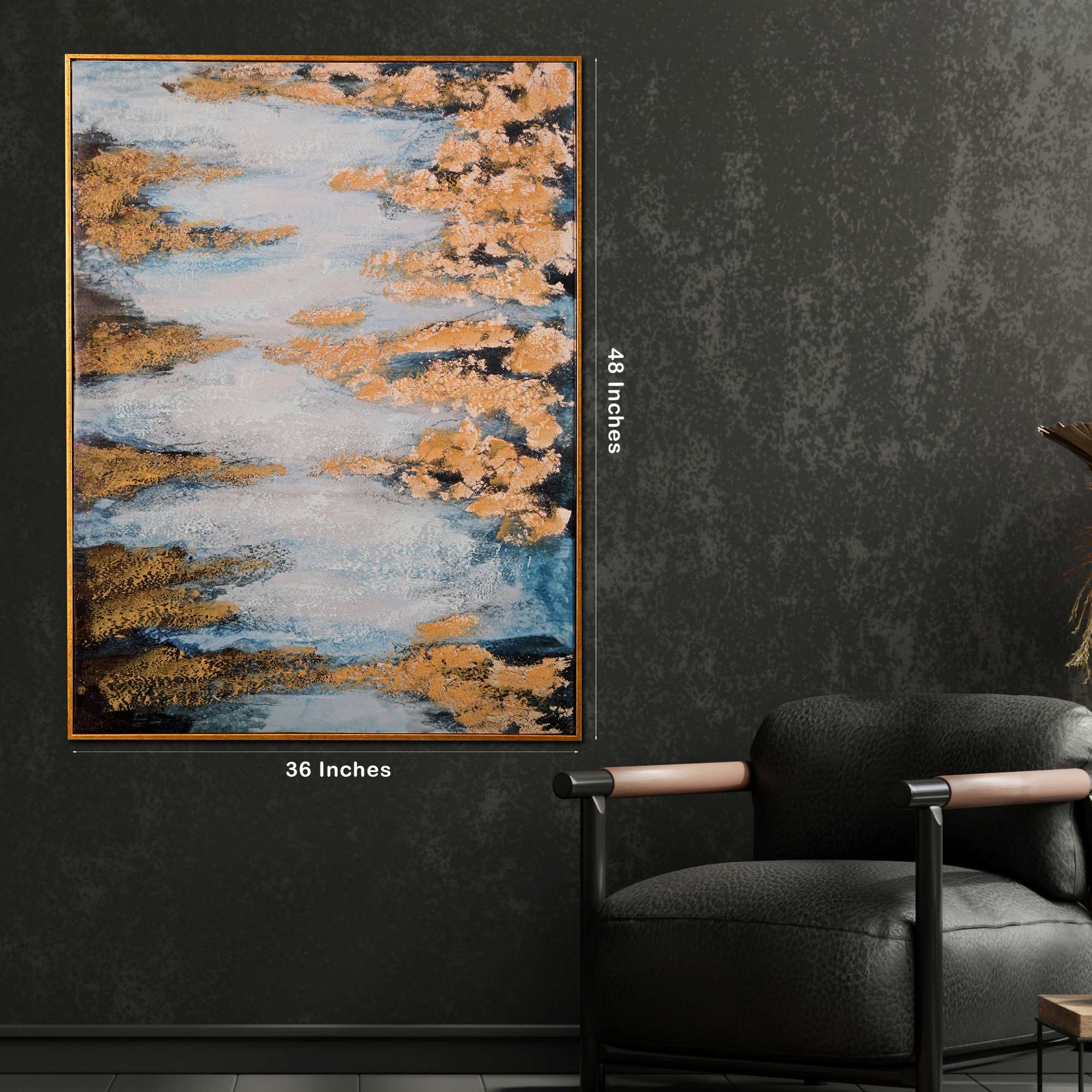 Tranquil Depths Abstract Hand Painted Wall Painting with Floating Frame - Image 4