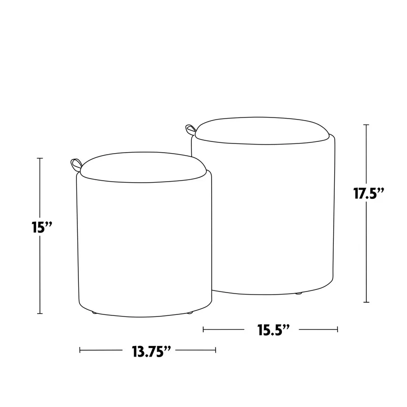 Tray Nesting Round Shaped Storage Ottoman Set of 2 - Image 10
