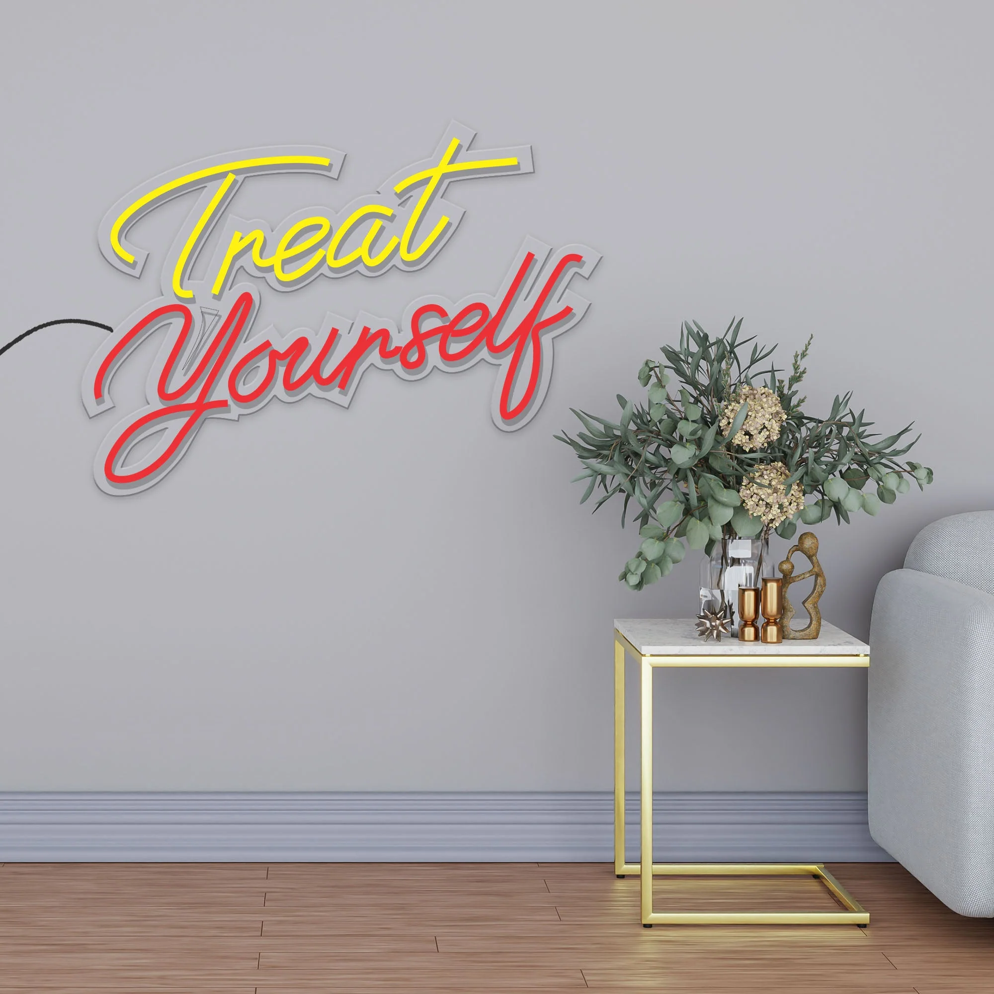 Treat Yourself Inspirational Text Neon Sign LED Light - Image 2