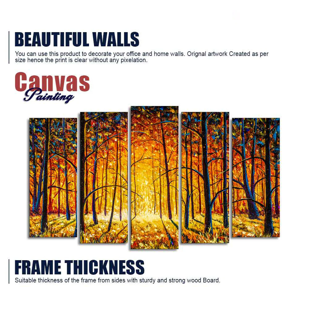 Tree Forest 5 Pieces Premium Wall Painting - Image 6