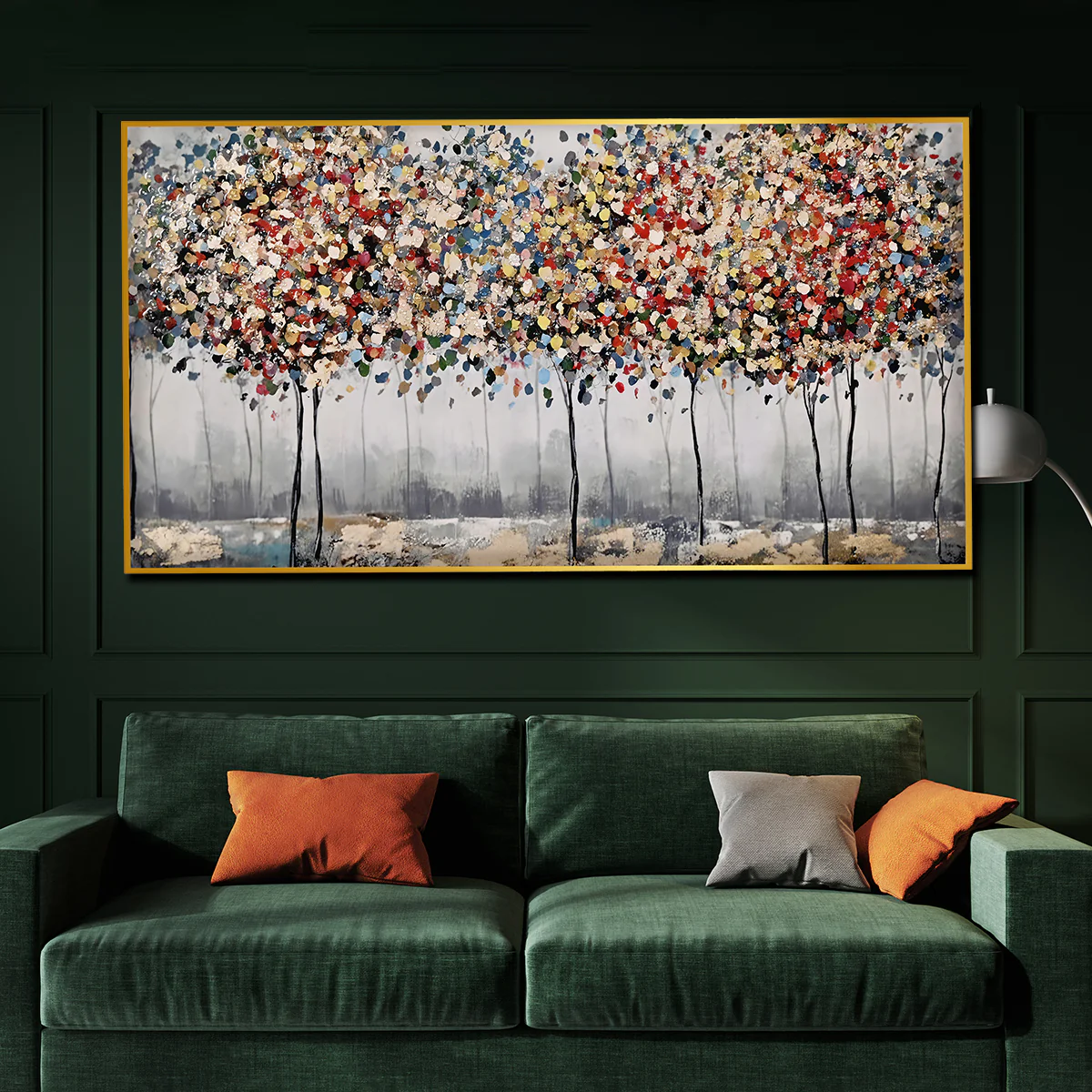 Tree of Autumn Colors Framed Crystal Glass Painting - Image 3