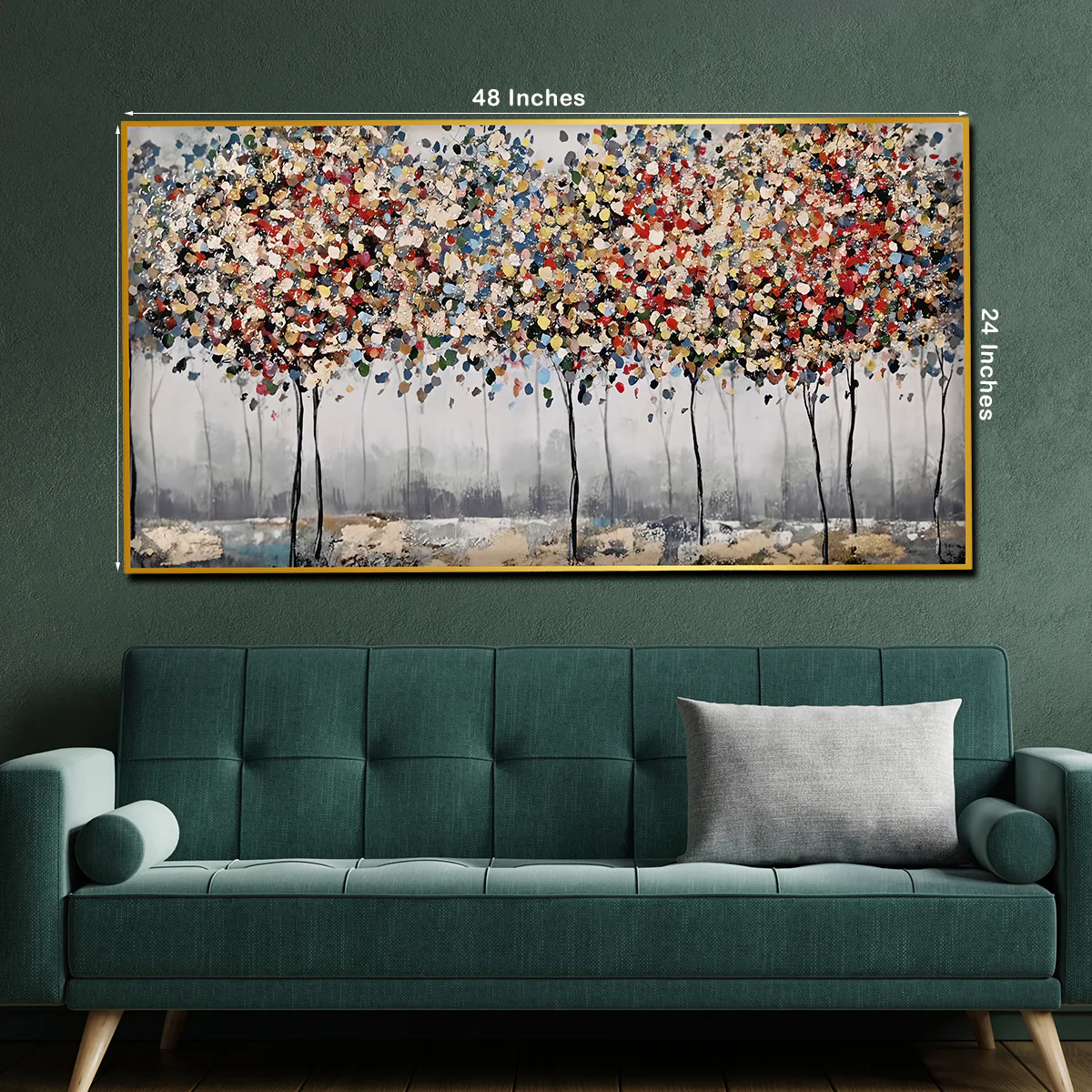 Tree of Autumn Colors Framed Crystal Glass Painting - Image 5