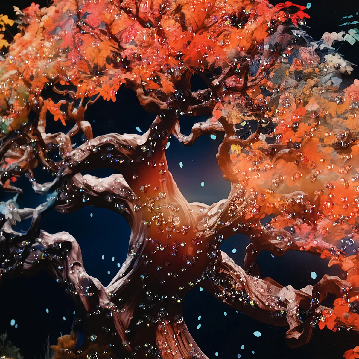 Tree of Autumn Colors Framed Crystal Glass Painting - Image 4