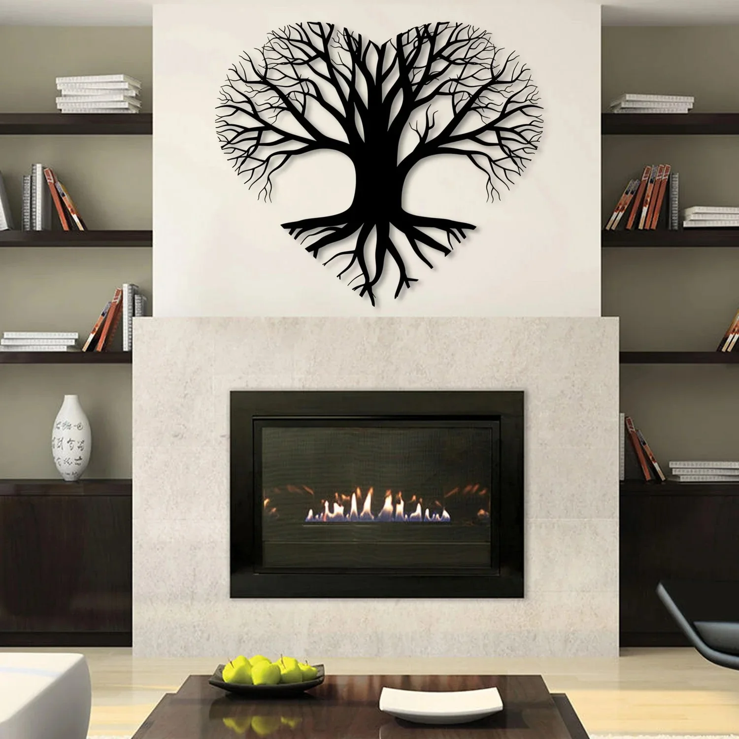 Tree of Life Heart Shape Design Metal Wall Art Decor - Image 2