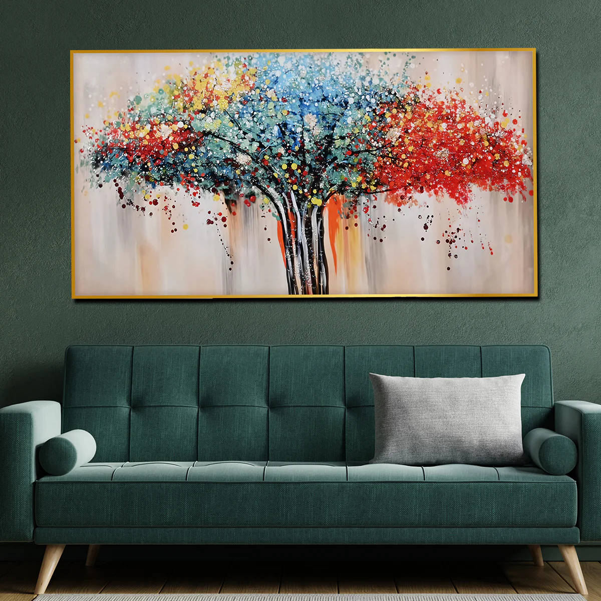 Tree of Life in Seven Color Framed Crystal Glass Painting - Image 2