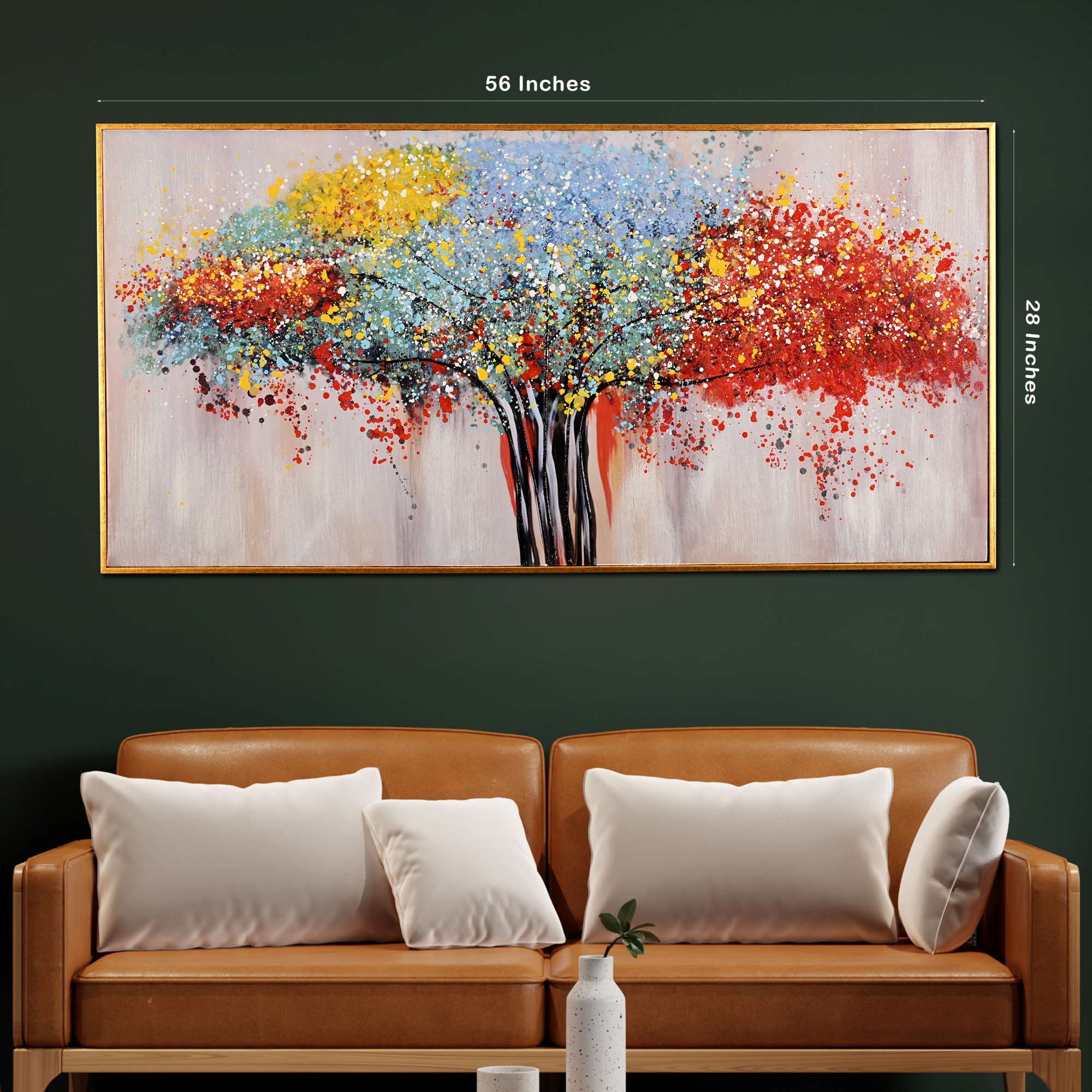 Tree of Life in Seven Color Hand Painted Wall Painting with Floating Frame - Image 4