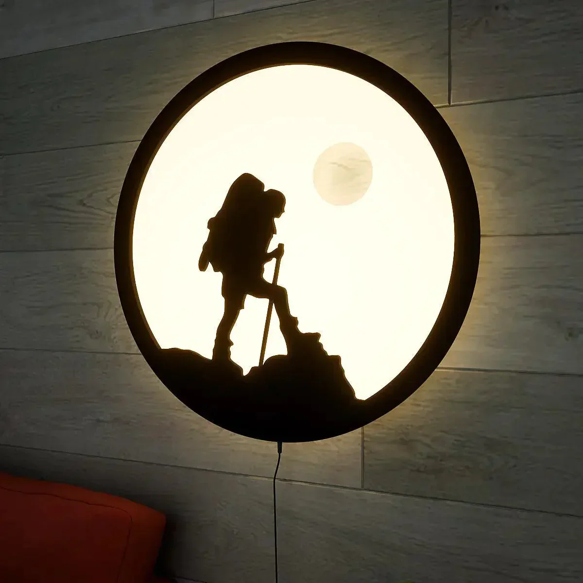 Trekking Backlit Wooden Wall Decor with LED Night Light - Image 2