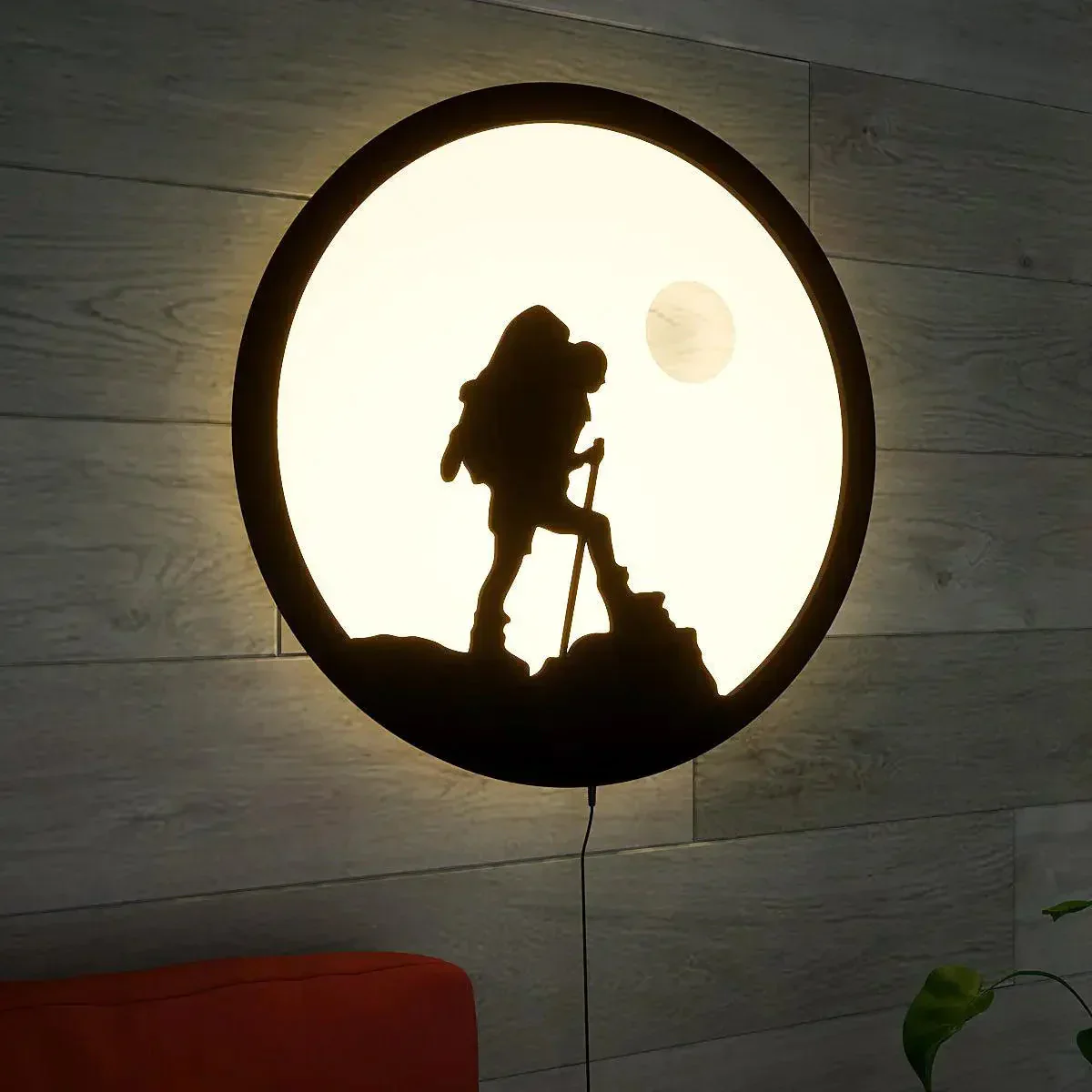 Trekking Backlit Wooden Wall Decor with LED Night Light - Image 3