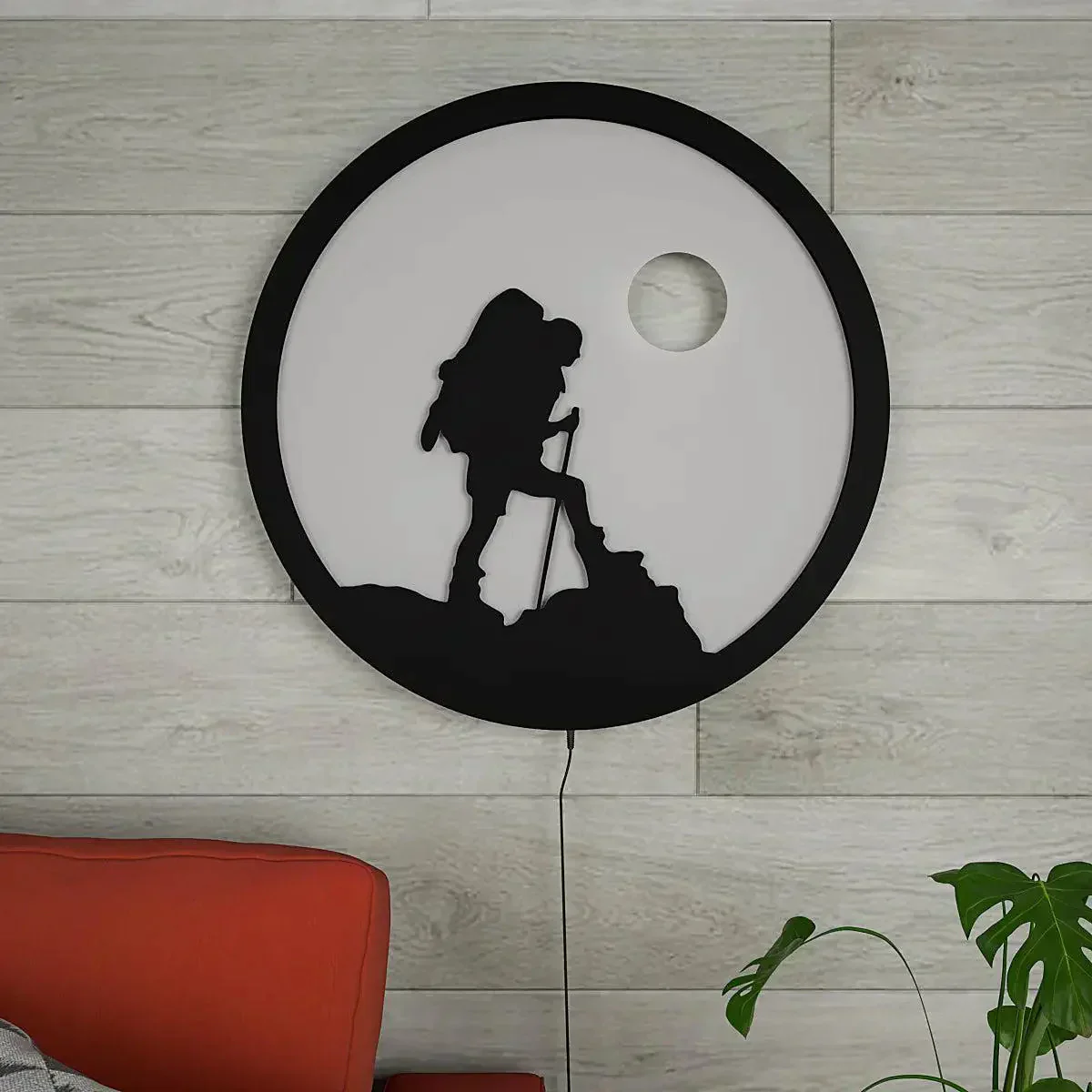 Trekking Backlit Wooden Wall Decor with LED Night Light - Image 4