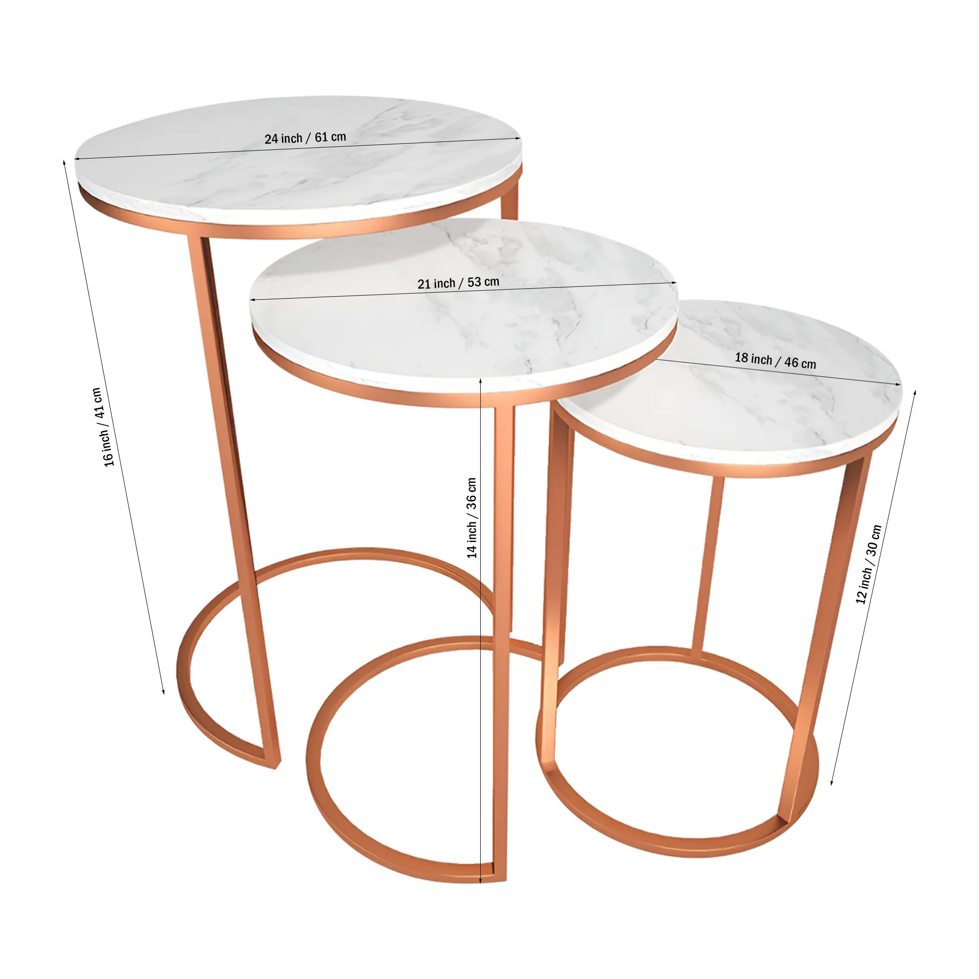 Trio Copper Premium Coffee Tables Set of 3 - Image 6