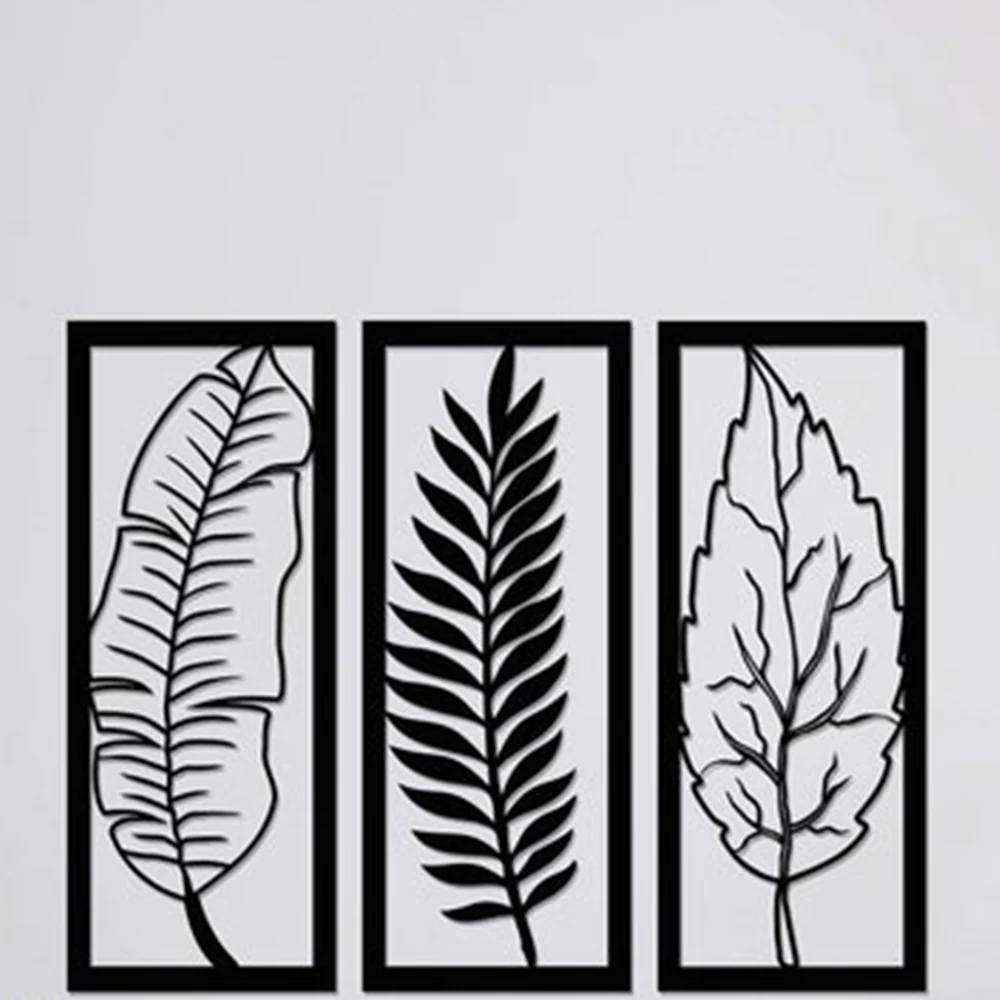 Tropical Foliage Trio Leafs Wall Metal Art Decor - Image 3