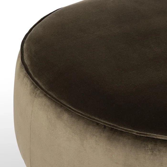 Tufted Wide Round Standard Velvet Ottoman - Image 4