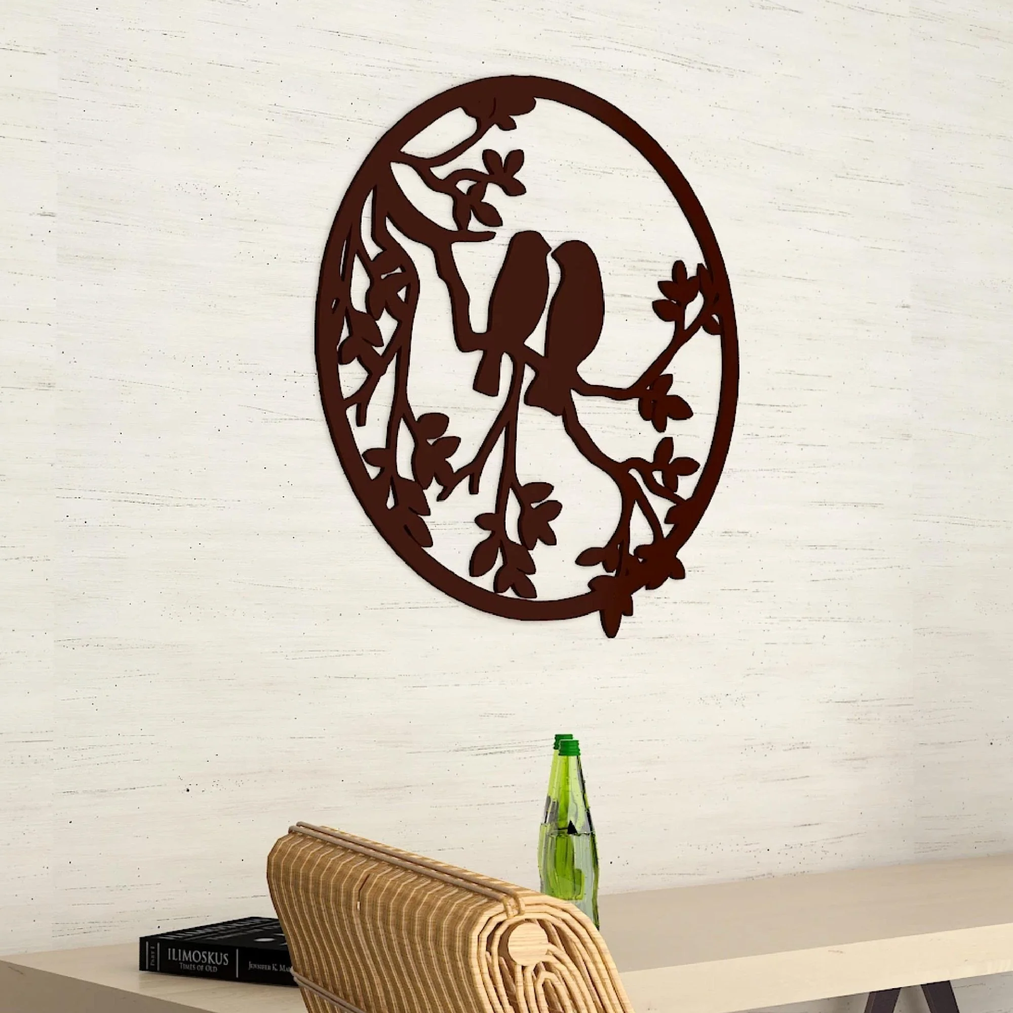 Two Birds on Tree Branch Premium Quality Wooden Wall Hanging - Image 4