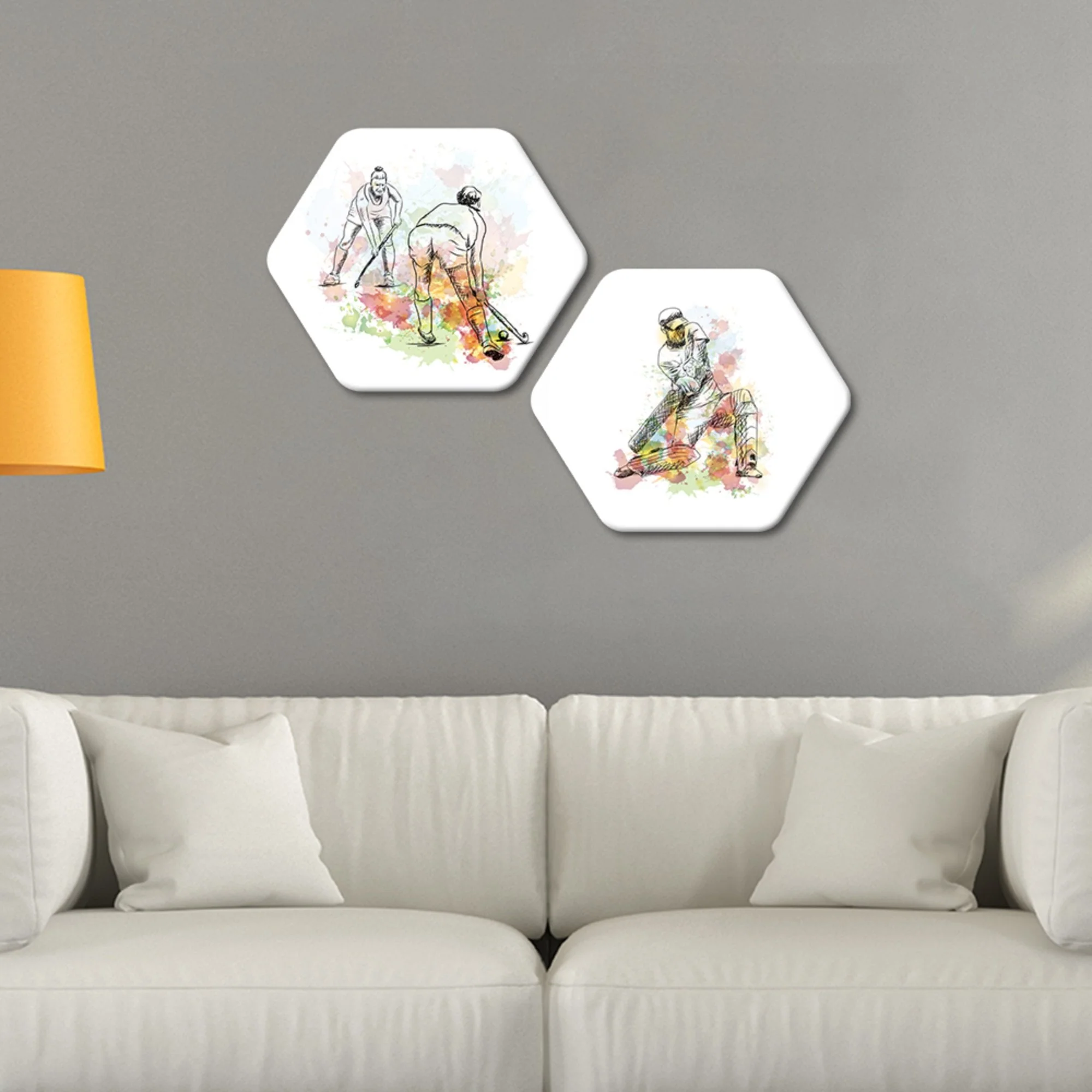 Two Different Games Hexagon Painting Set of 2 - Image 2