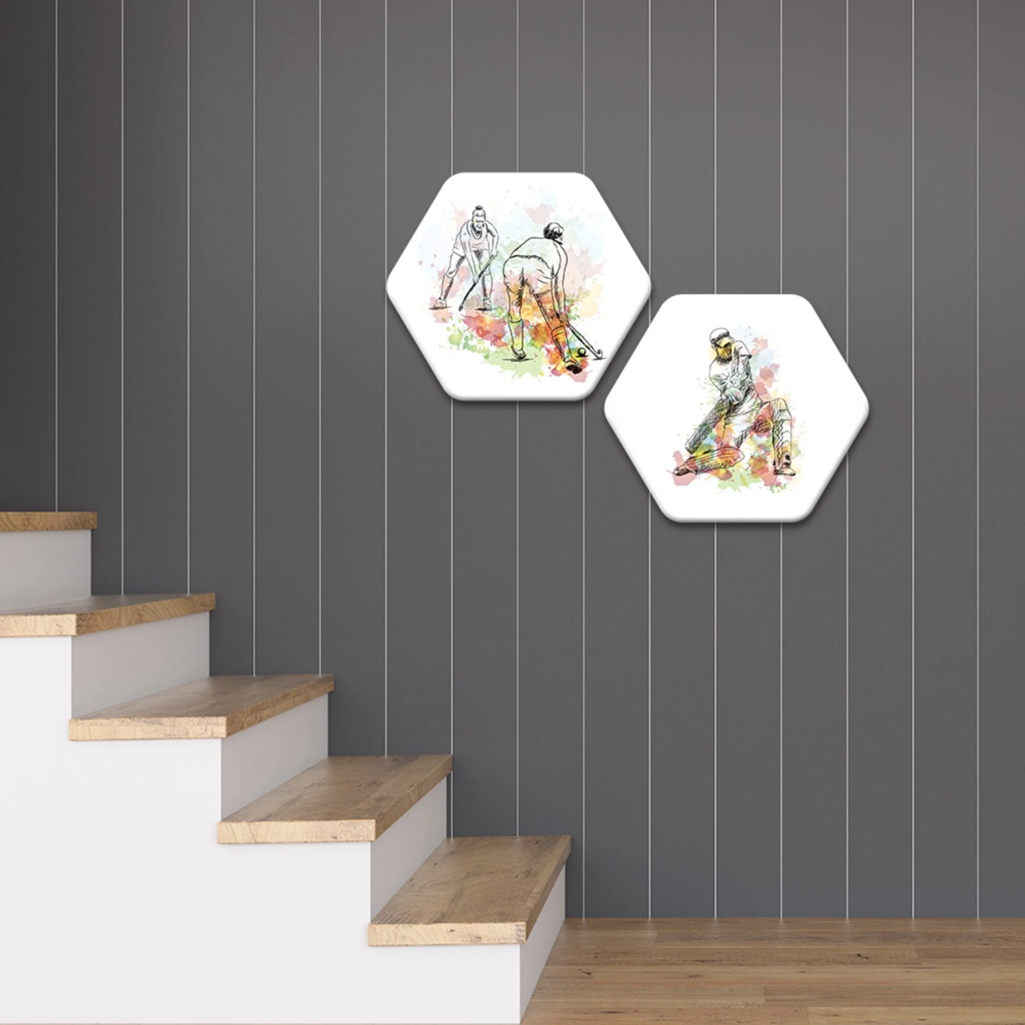 Two Different Games Hexagon Painting Set of 2 - Image 3
