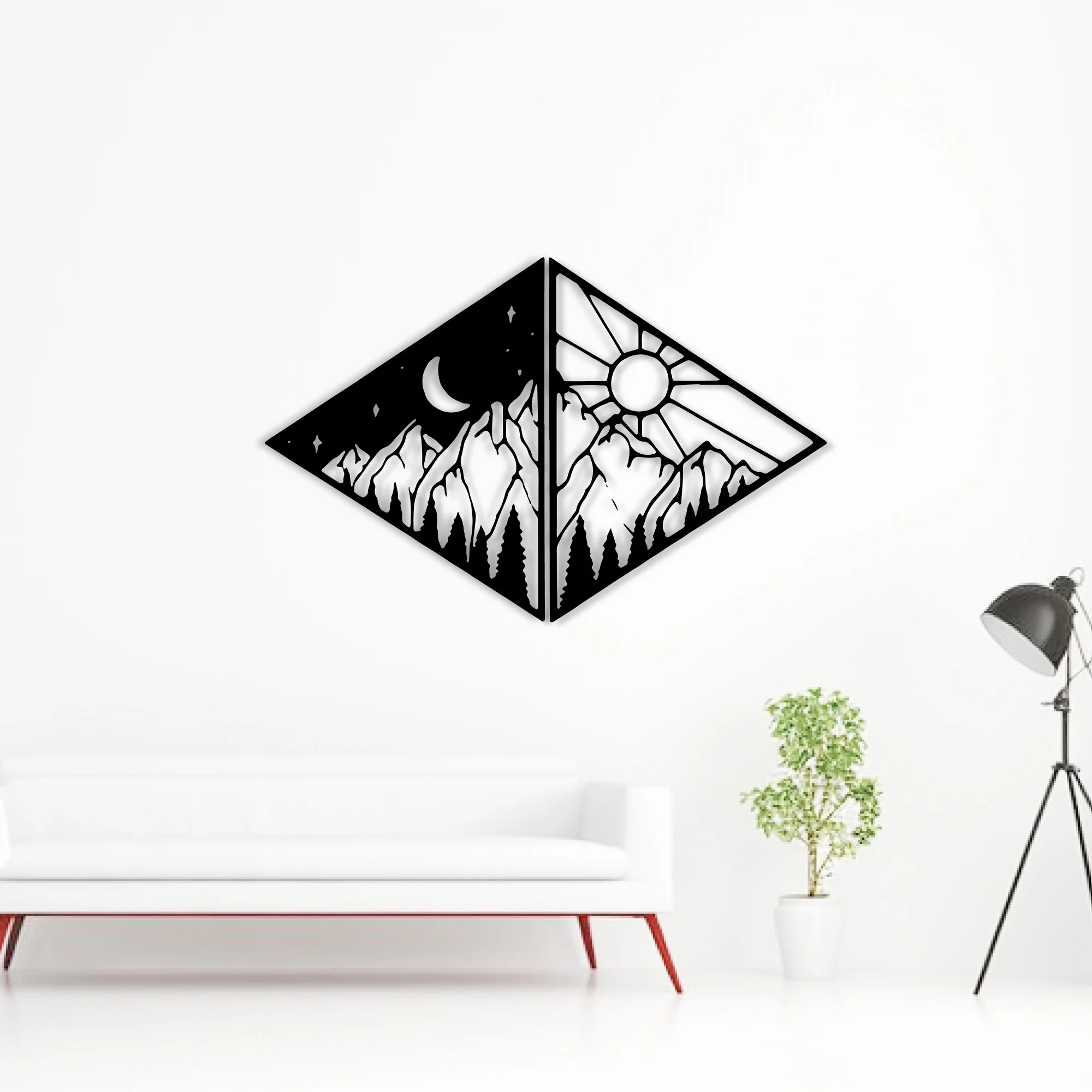 Two Shades of Day Behind Mountains Metal Art Wall Decor - Image 2
