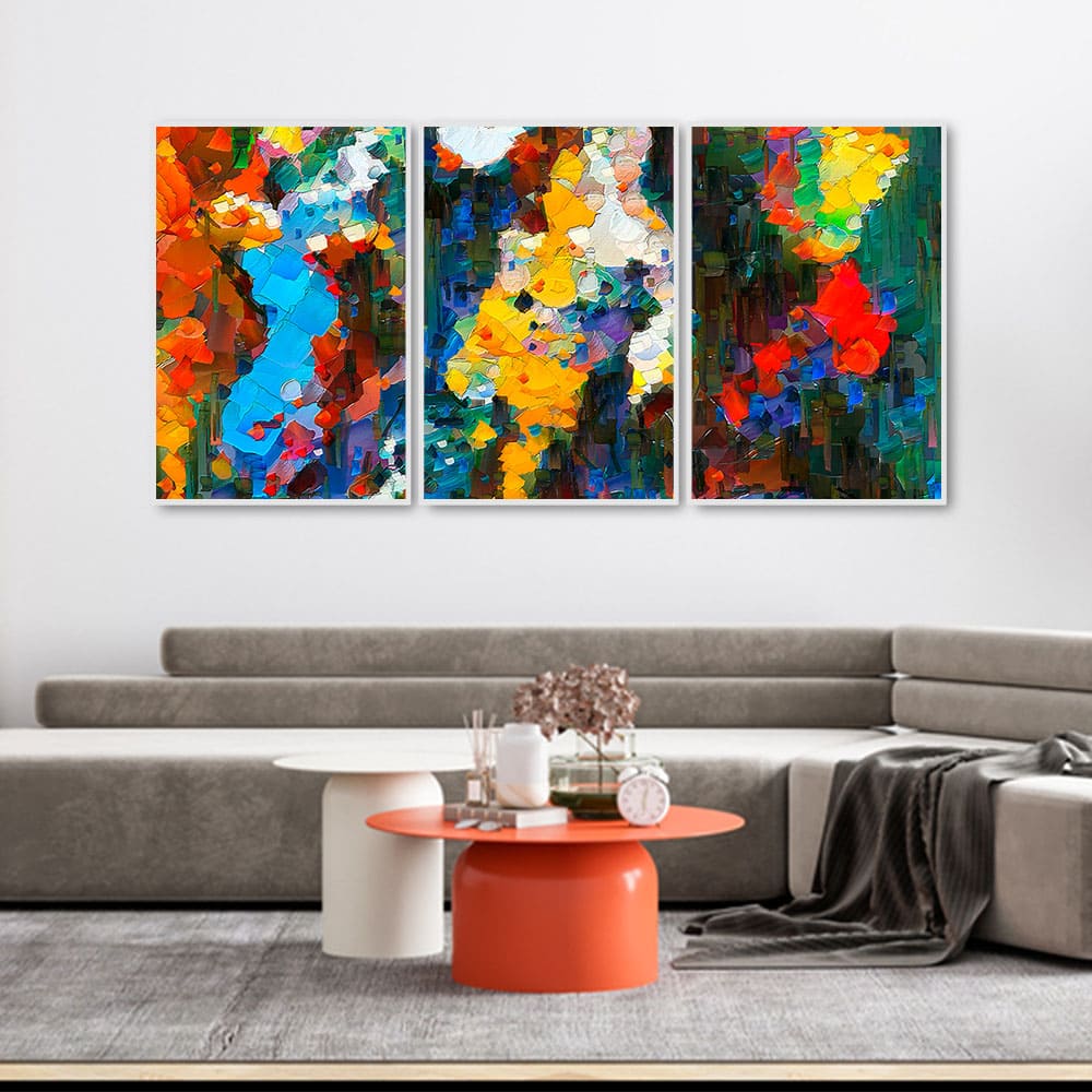 Unique Art of Color Blend Floating Canvas Wall Painting Set of 3 - Image 2