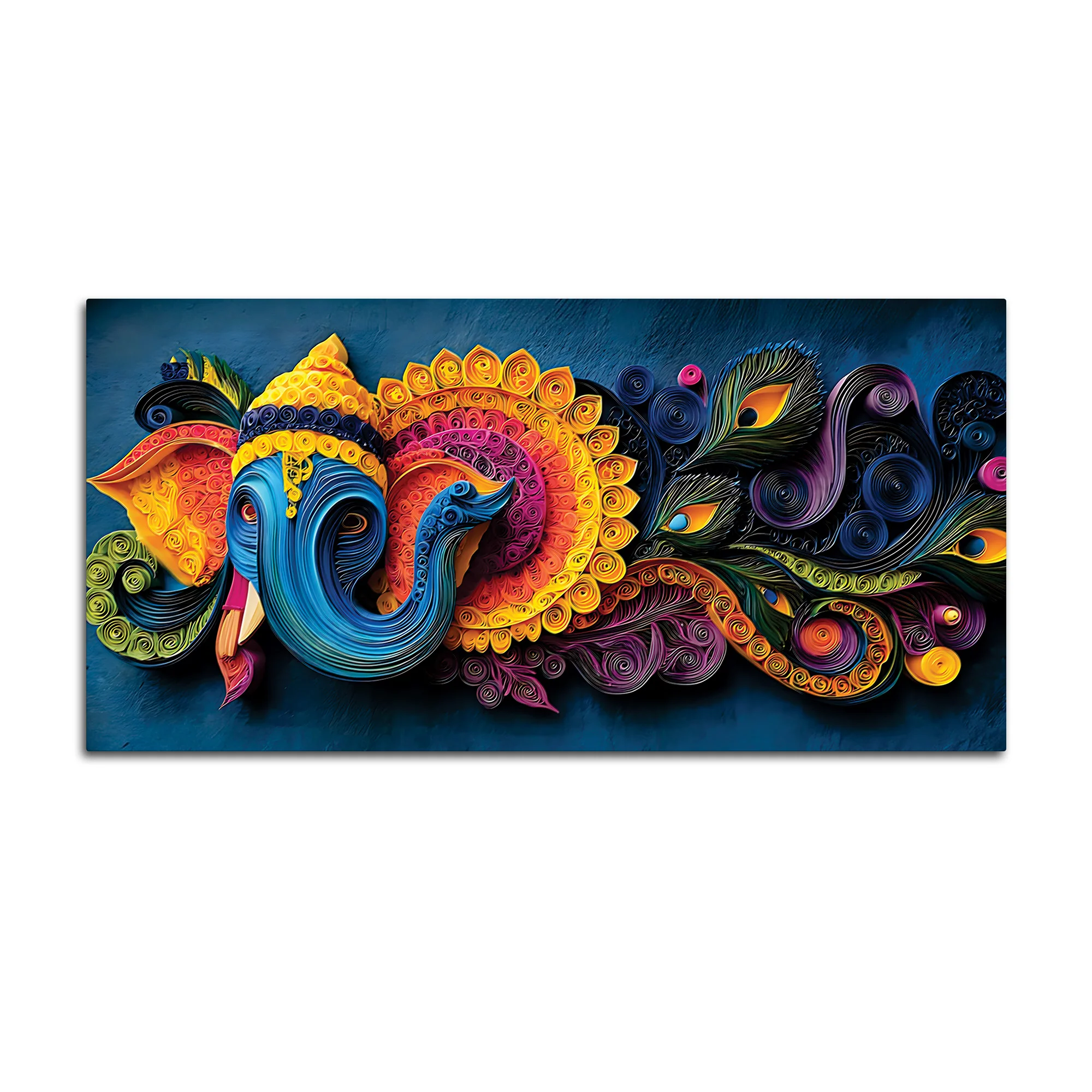 Unique Abstract Quilling Art Styled Lord Ganesha Canvas Wall Painting for Home & Office Decoration – Modern Spiritual Wall Decor - Image 4