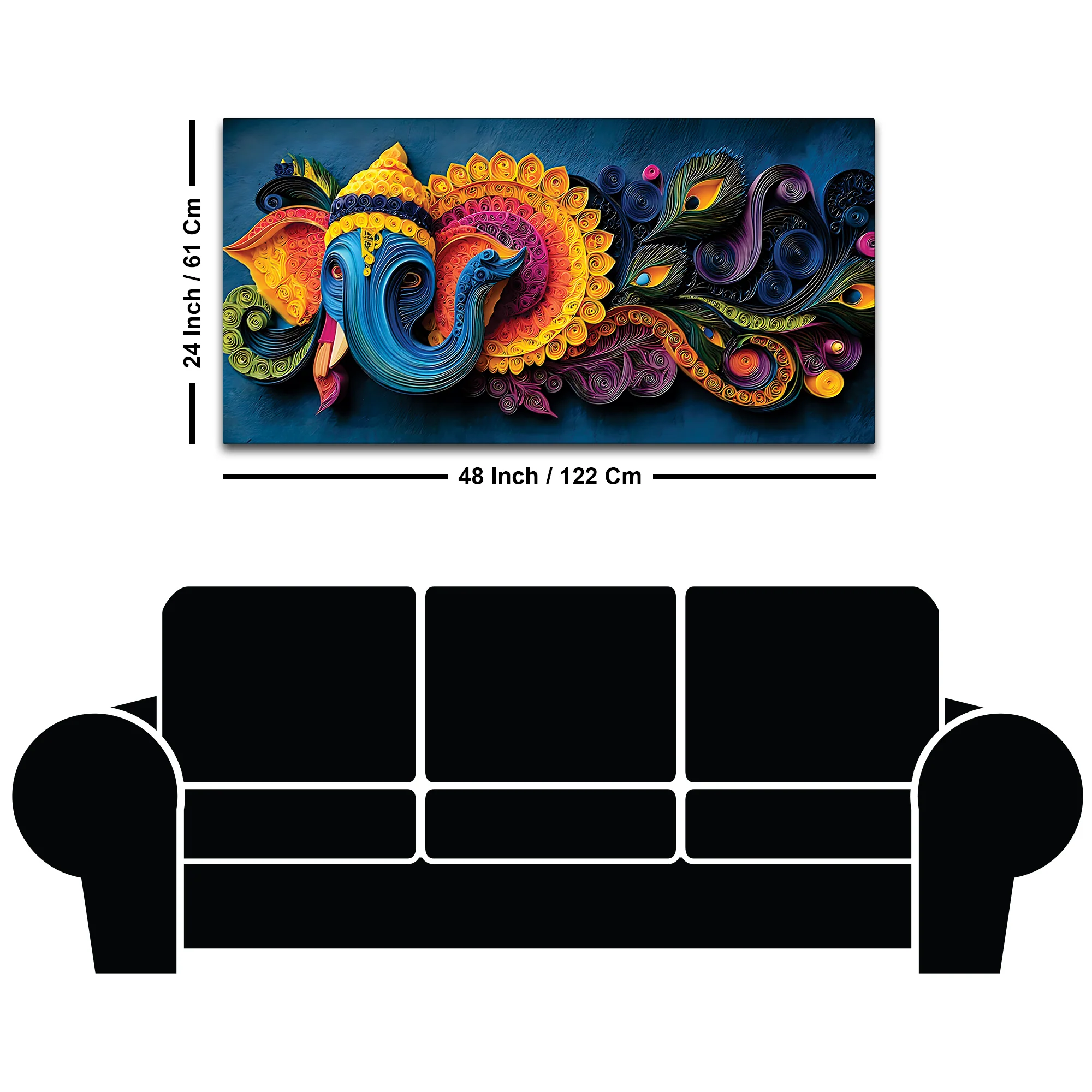 Unique Abstract Quilling Art Styled Lord Ganesha Canvas Wall Painting for Home & Office Decoration – Modern Spiritual Wall Decor - Image 8