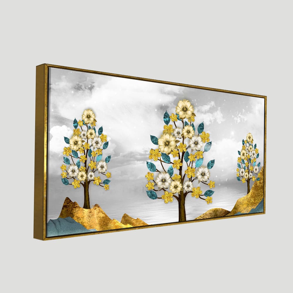 Unique Golden Trees Canvas Wall Painting - Image 5