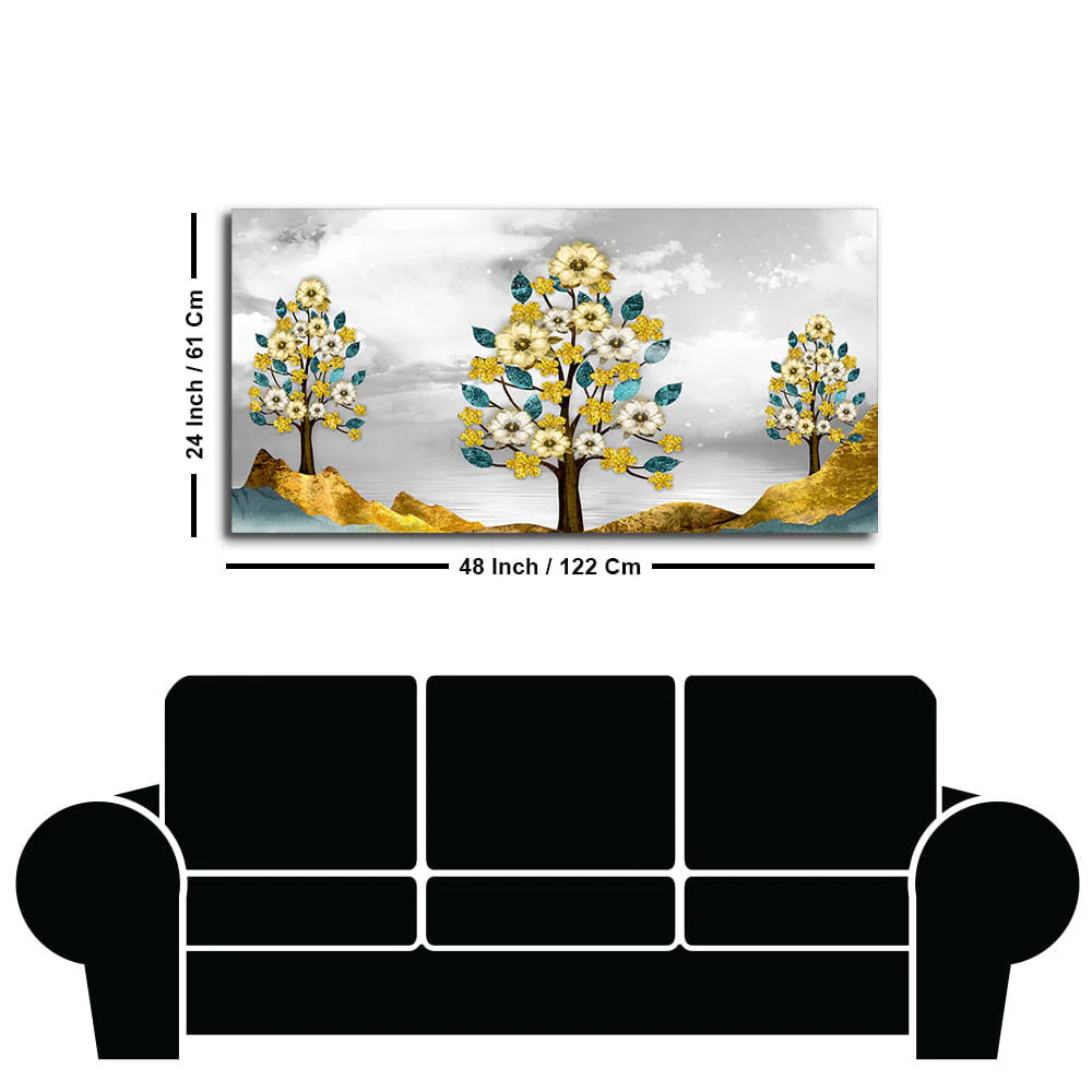 Unique Golden Trees Canvas Wall Painting - Image 7